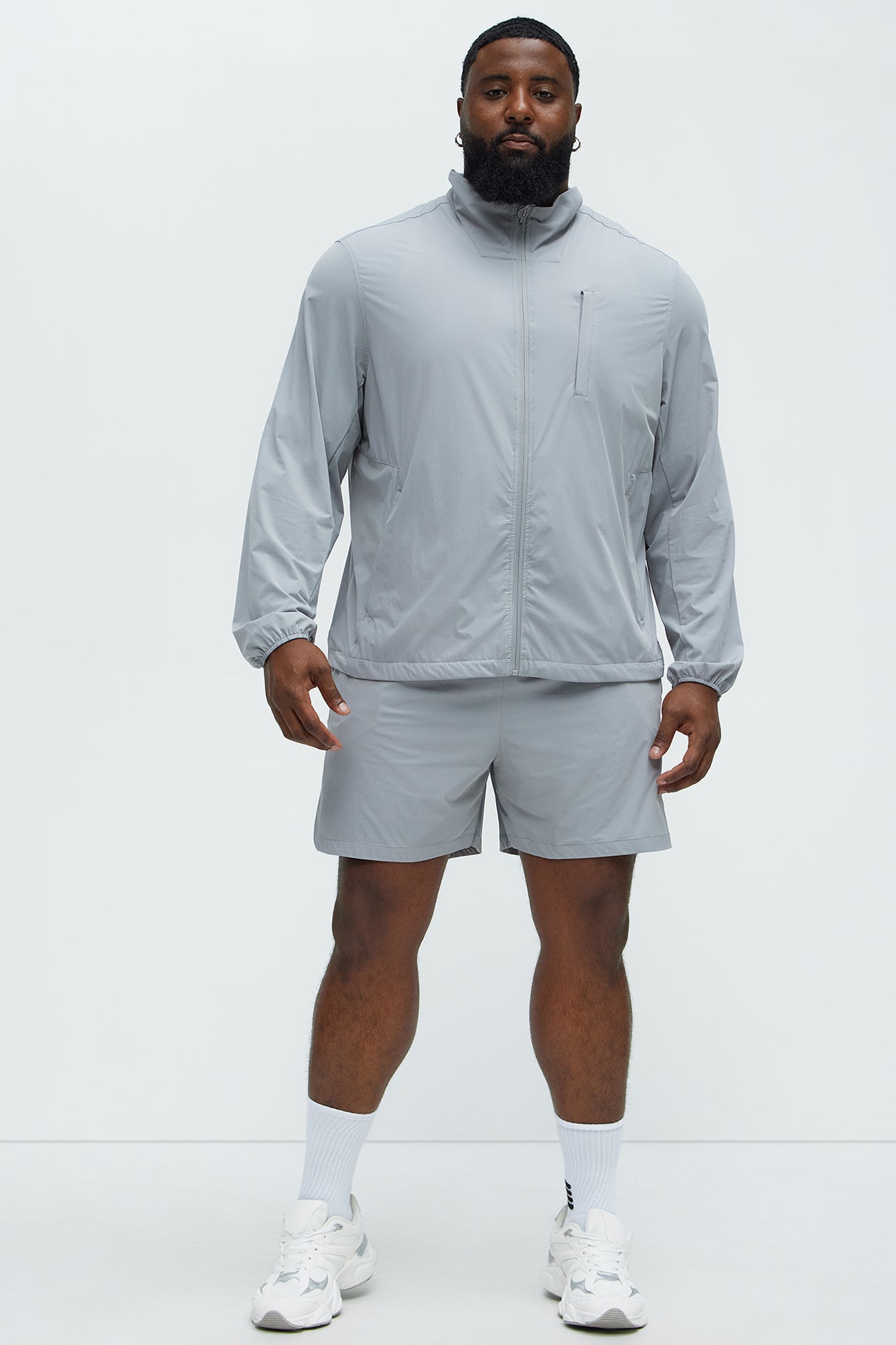 Lightweight Stretch Running Windbreaker Jacket - Grey - Image 8