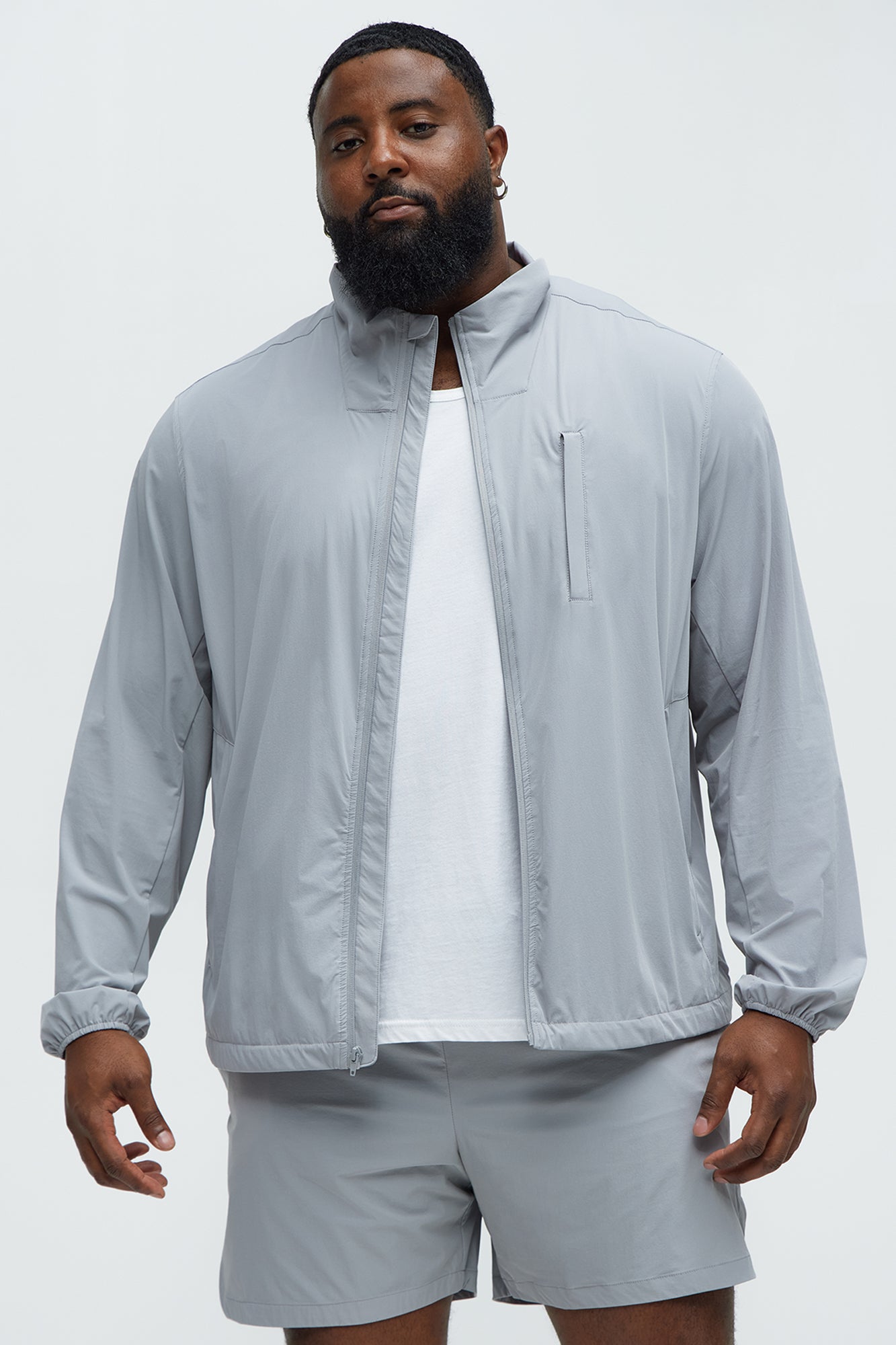 Lightweight Stretch Running Windbreaker Jacket - Grey - Image 9
