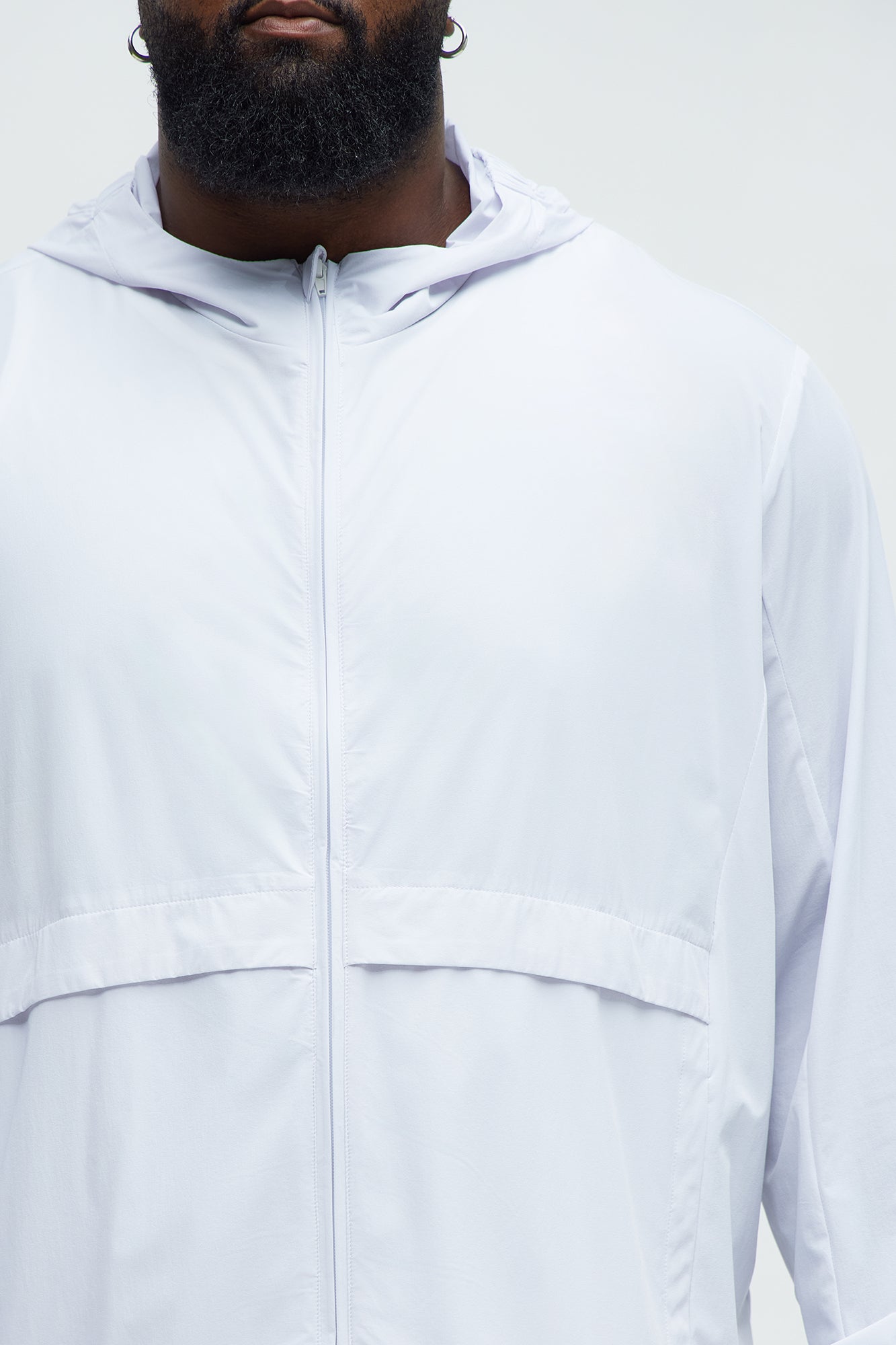 Lightweight Stretch Hooded Running Windbreaker Jacket - White - Image 10