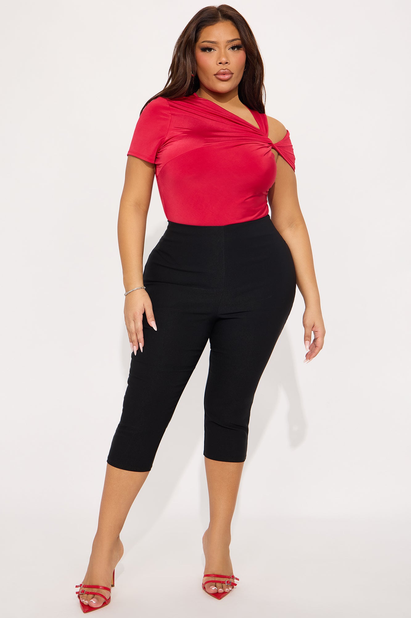 Twist It Up Cut Out Bodysuit  - Red - Image 7