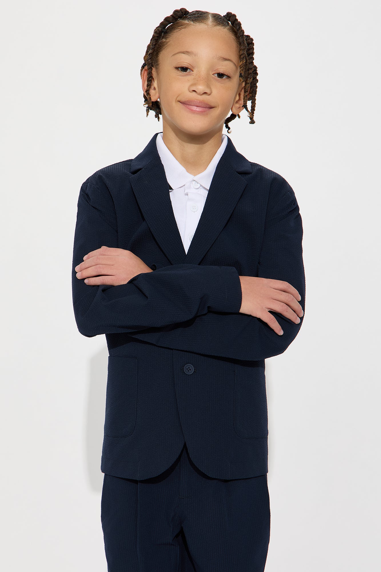 Mini Seersucker Casual Blazer - Navy - Image 3