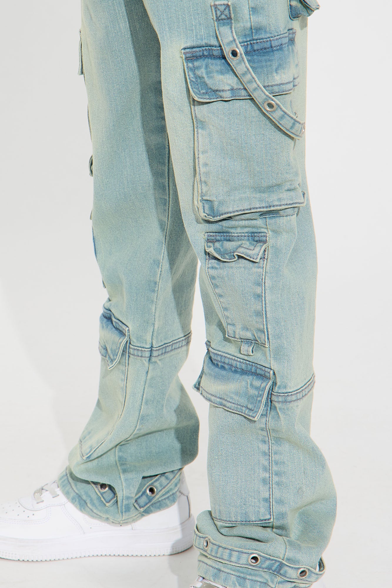 Mini Drake Cargo Wide Leg Denim Jean - Vintage Blue Wash - Image 3