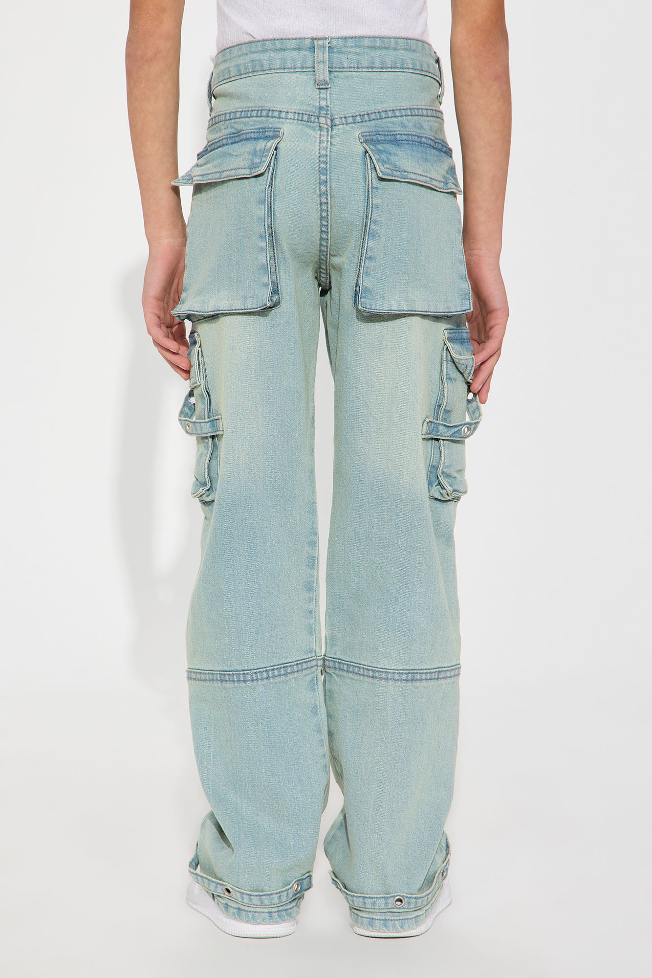 Mini Drake Cargo Wide Leg Denim Jean - Vintage Blue Wash - Image 4