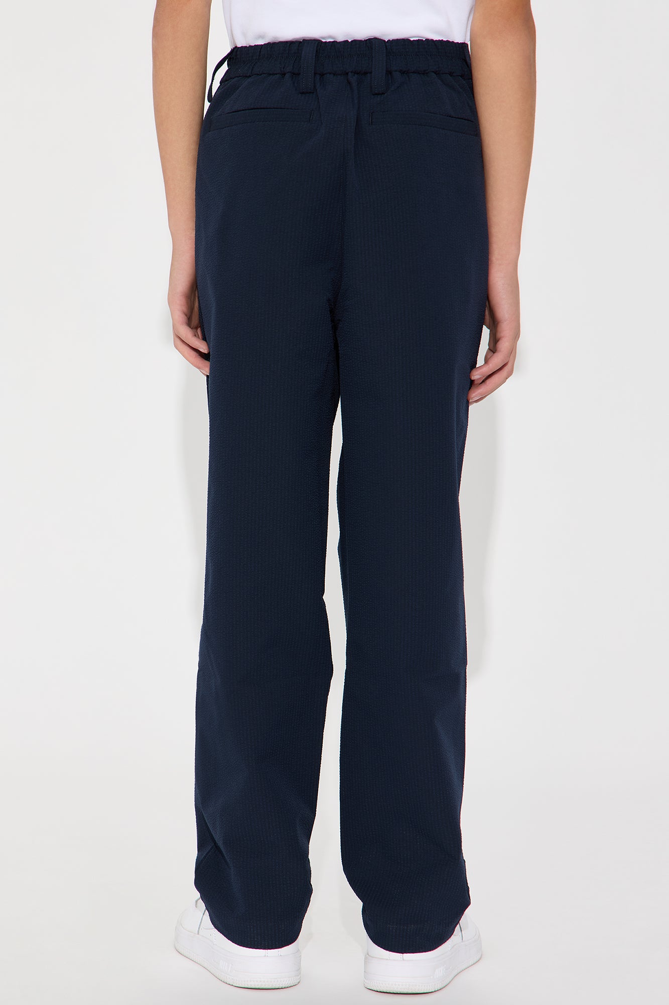 Mini Seersucker Pleated Pants - Navy - Image 3