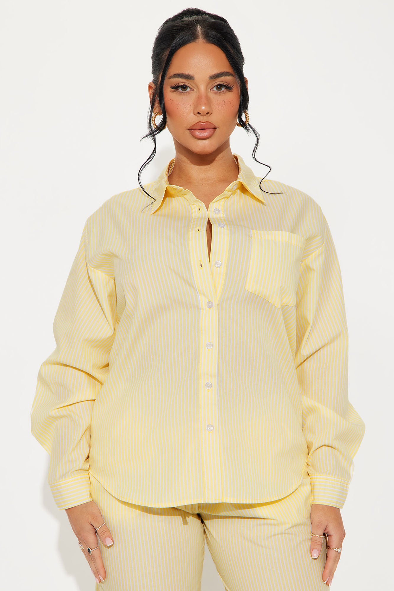 Casandra Pinstripe Boxer Pant Set - Yellow - Image 3