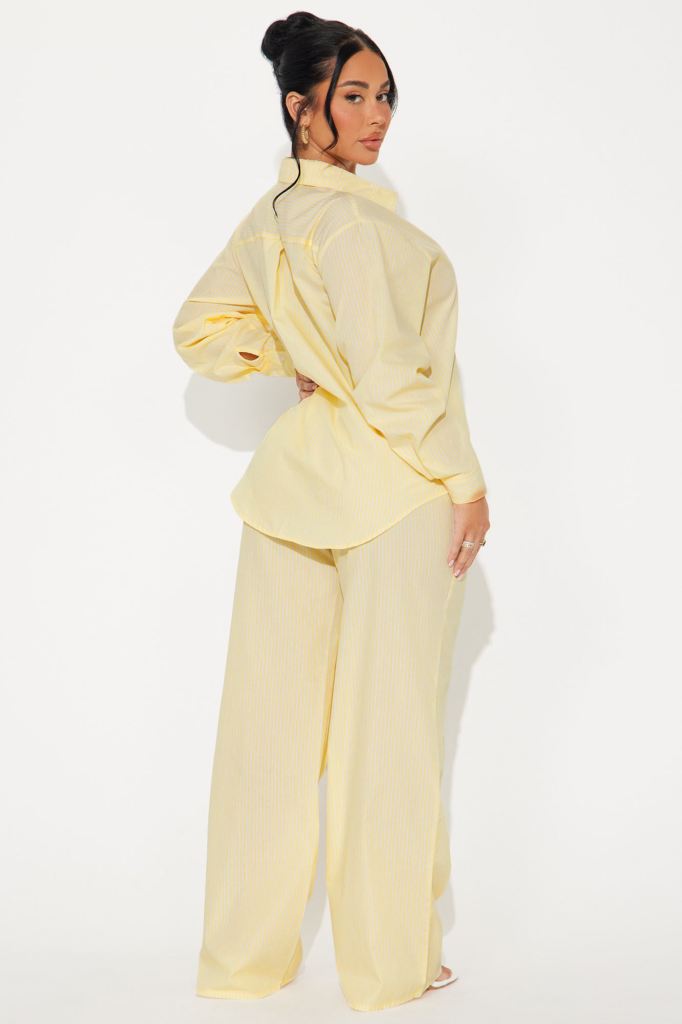 Casandra Pinstripe Boxer Pant Set - Yellow - Image 4