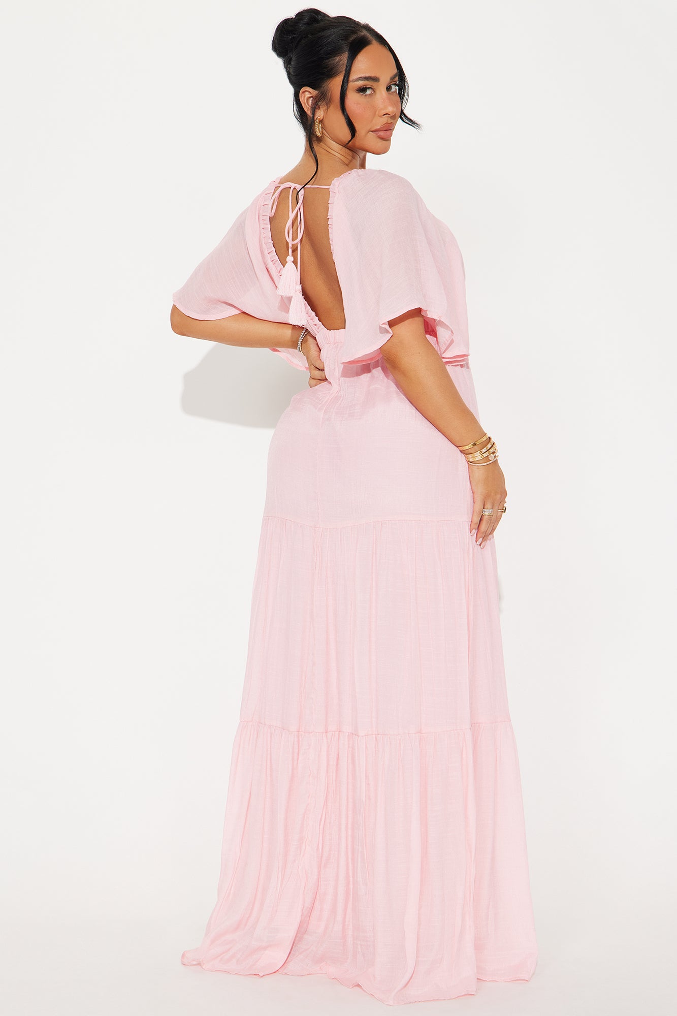 Elena Ruffle Maxi Dress - Blush - Image 3