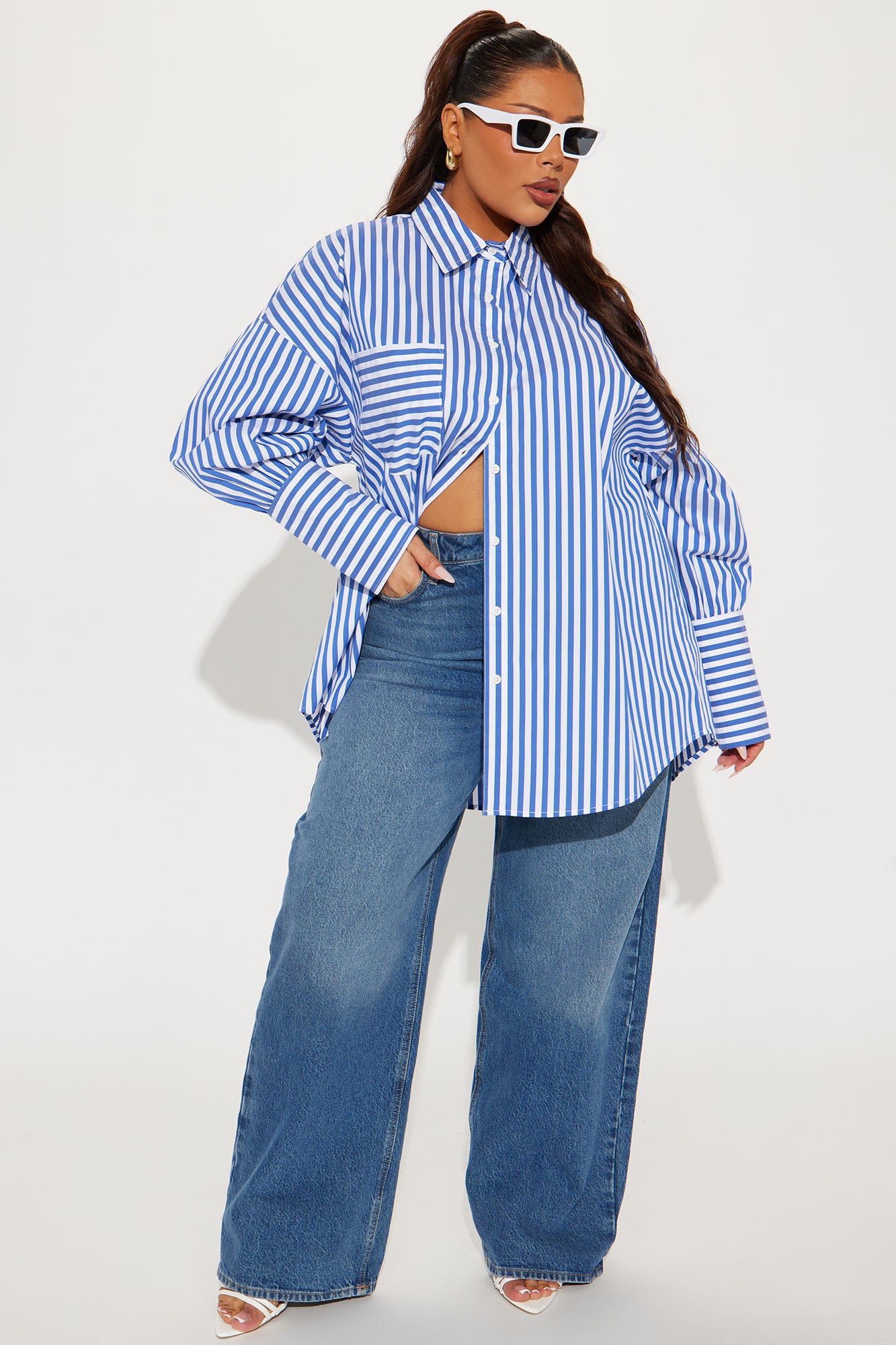 Elyse Oversized Striped Shirt - Blue/combo - Image 6
