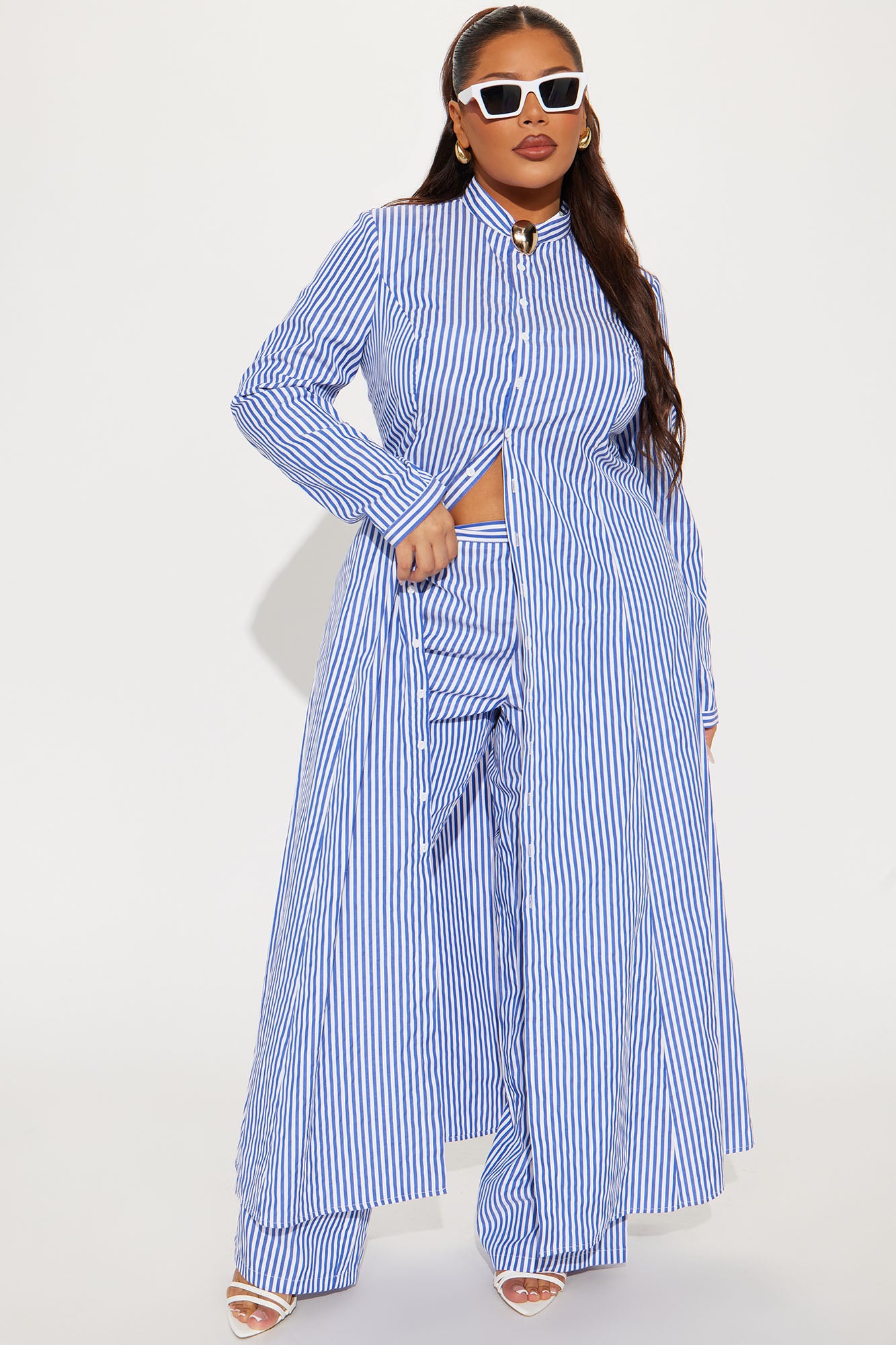 Yacht Trip Stripe Pant Set - White/Blue - Image 5