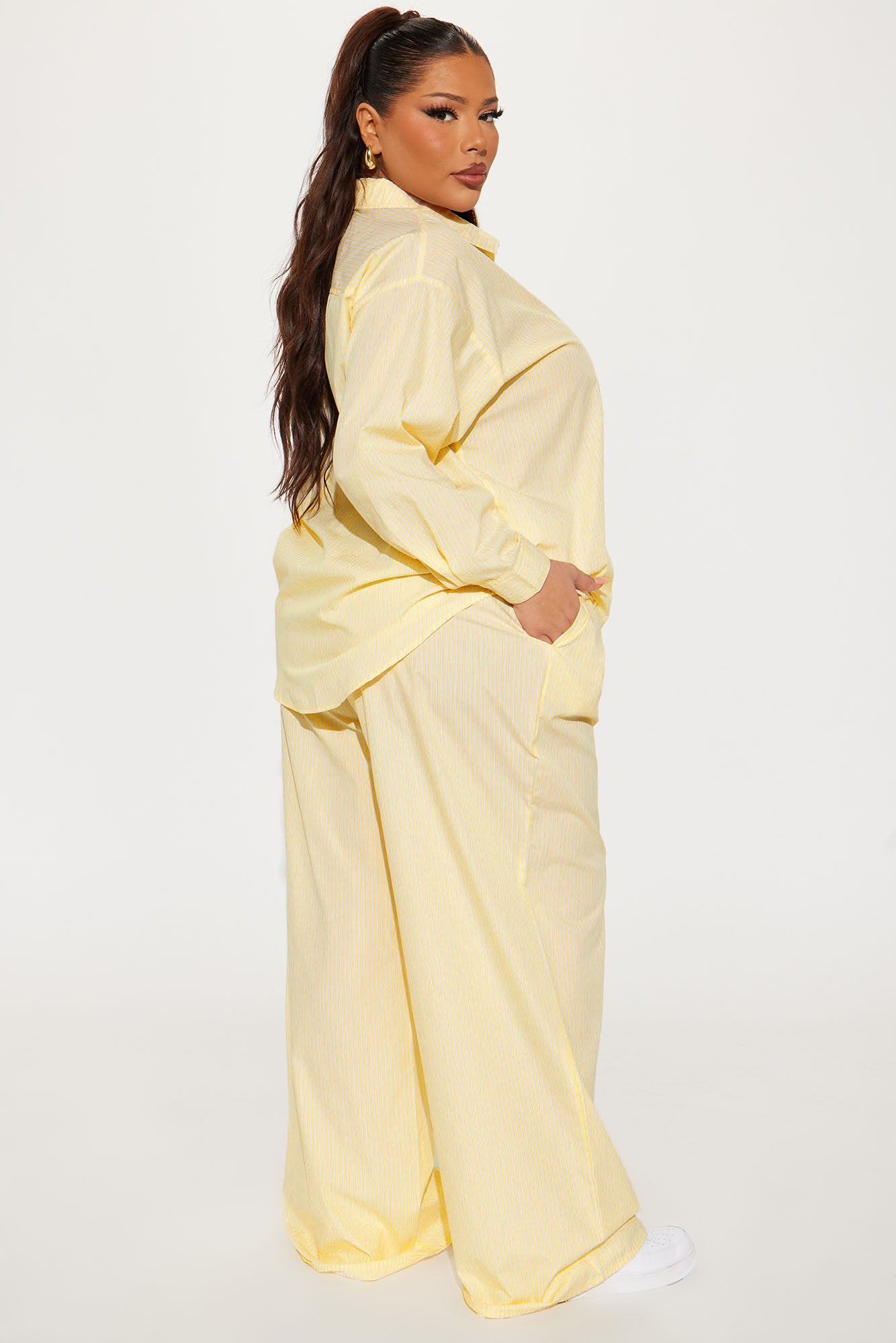 Casandra Pinstripe Boxer Pant Set - Yellow - Image 8