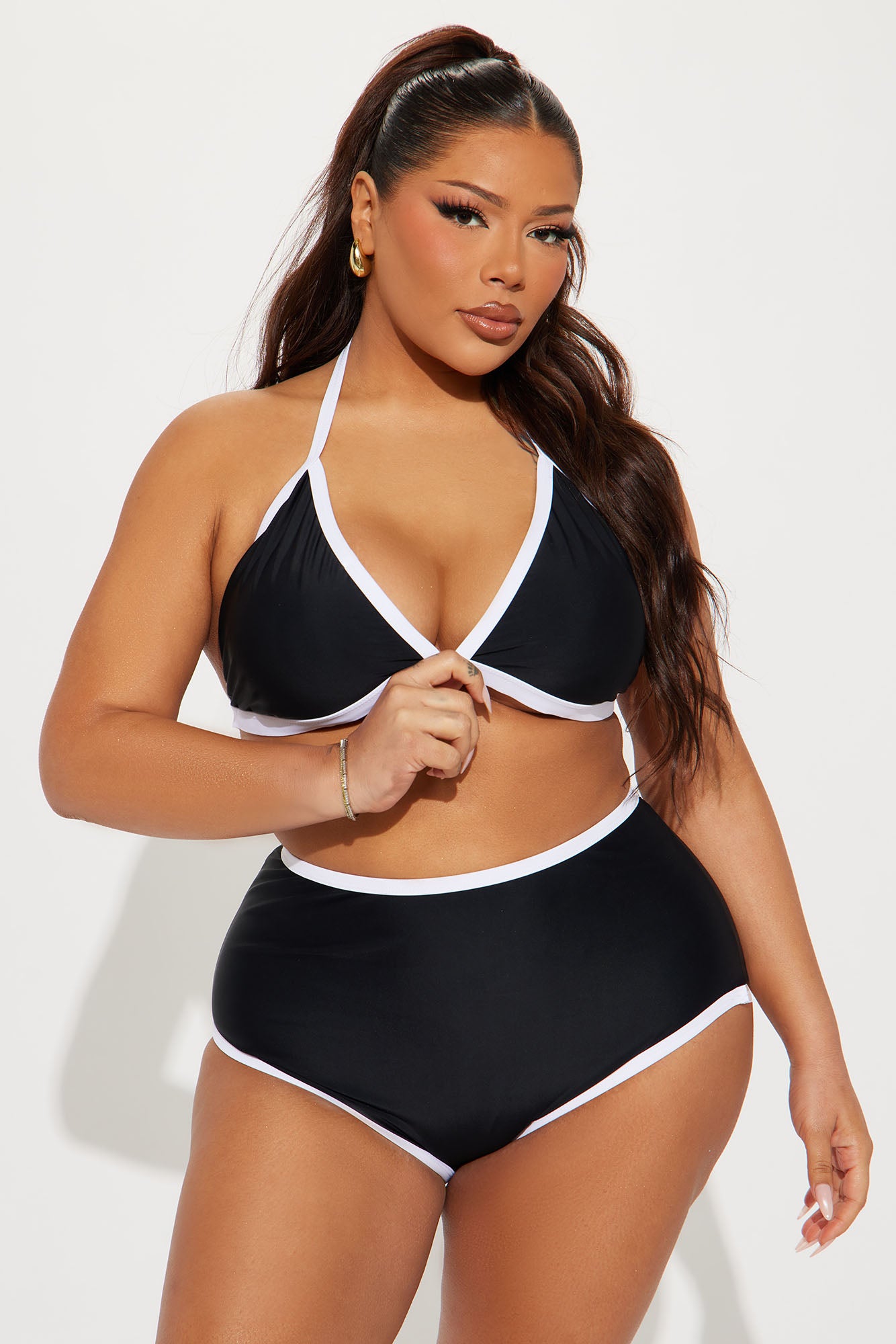 Hazel Contrast Trim Boyshort 2 Piece Bikini - Black/White - Image 4