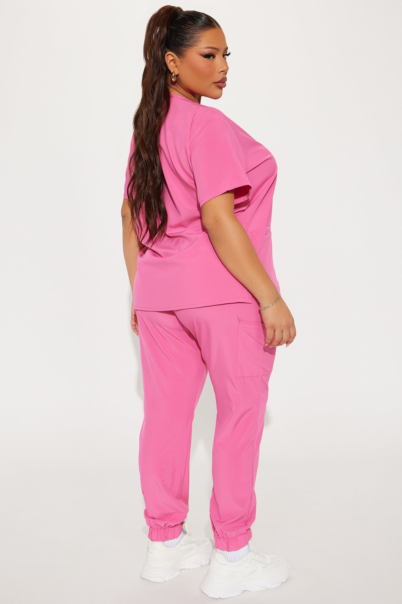 Working On It Stretch Uniform Scrub Jogger Set - Hot Pink - Image 7