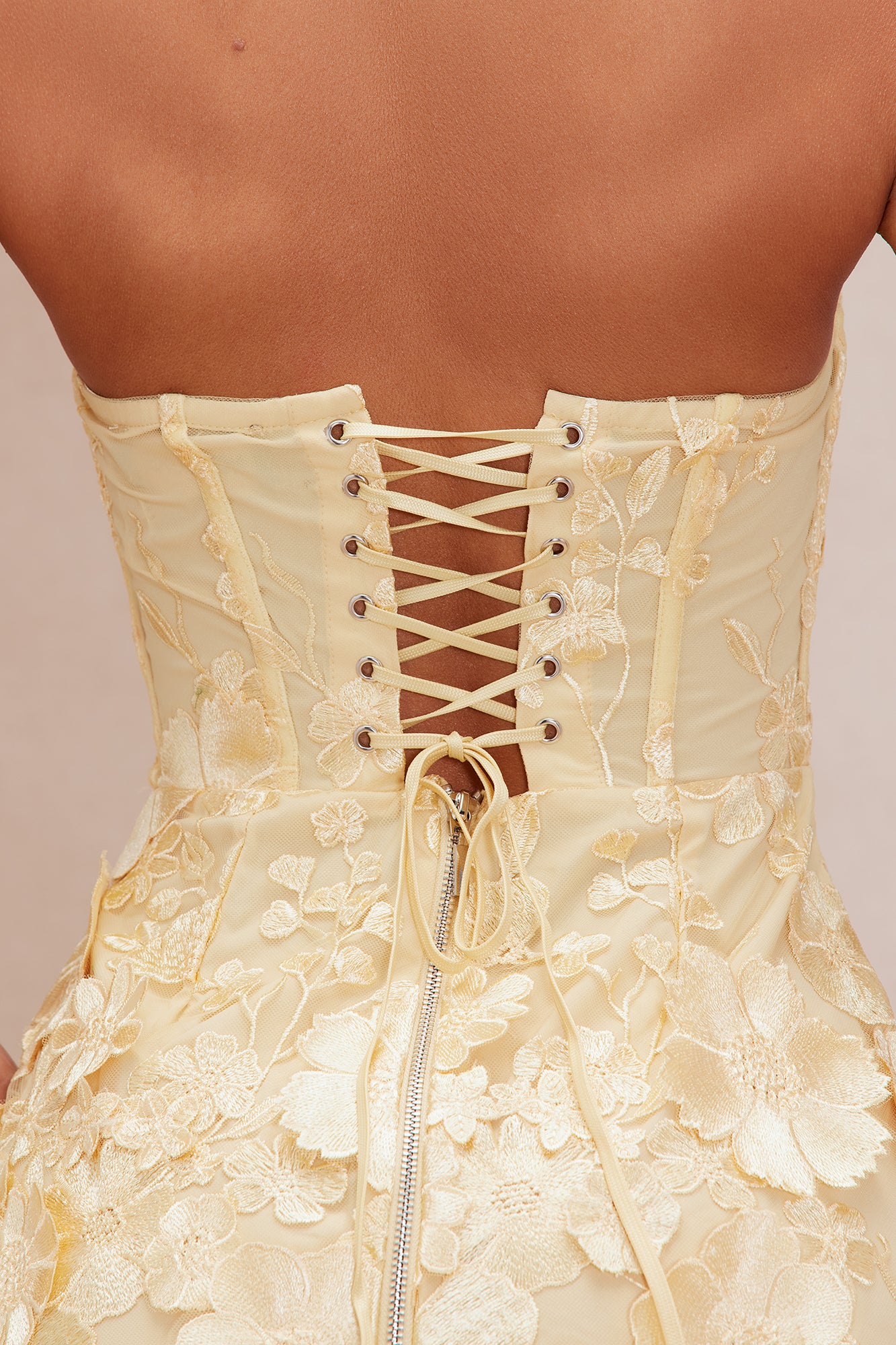Marcella Embroidered A-Line Mini Dress - Yellow - Image 4