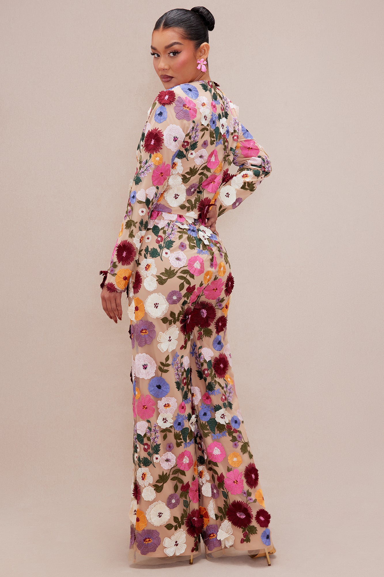 Adeline Embroidered Wide Leg Pant - Multi Color - Image 3
