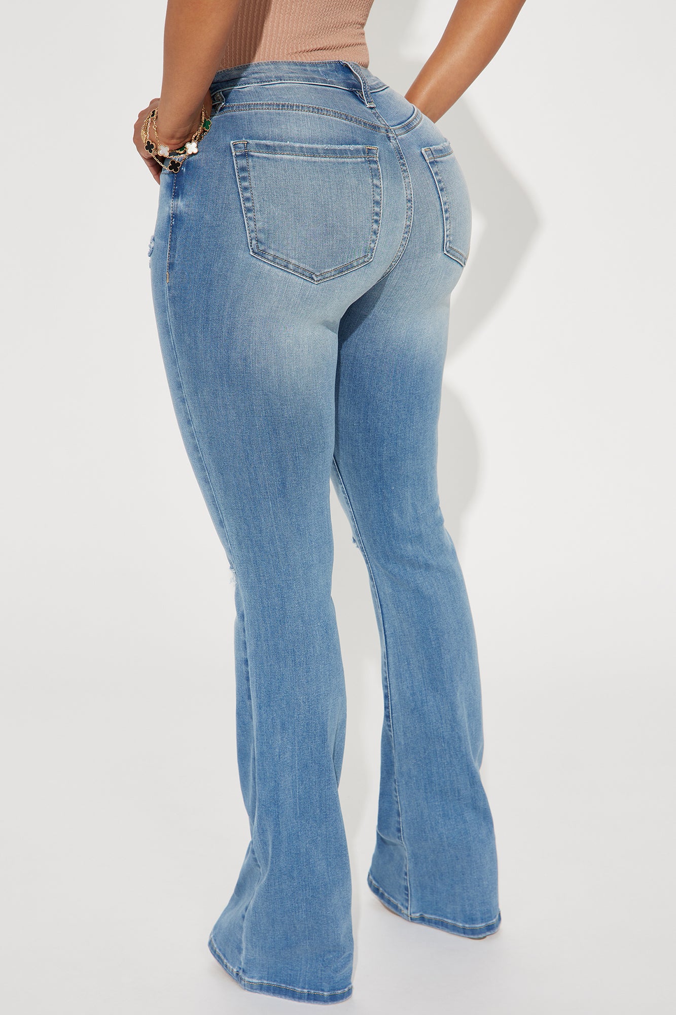 Pleasure Seeker Soft Stretch Flare Jeans - Medium Wash - Image 4