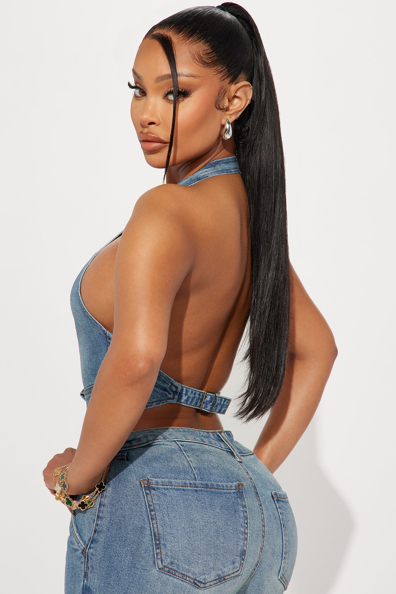 Delusional Denim Halter Top - Medium Wash - Image 4