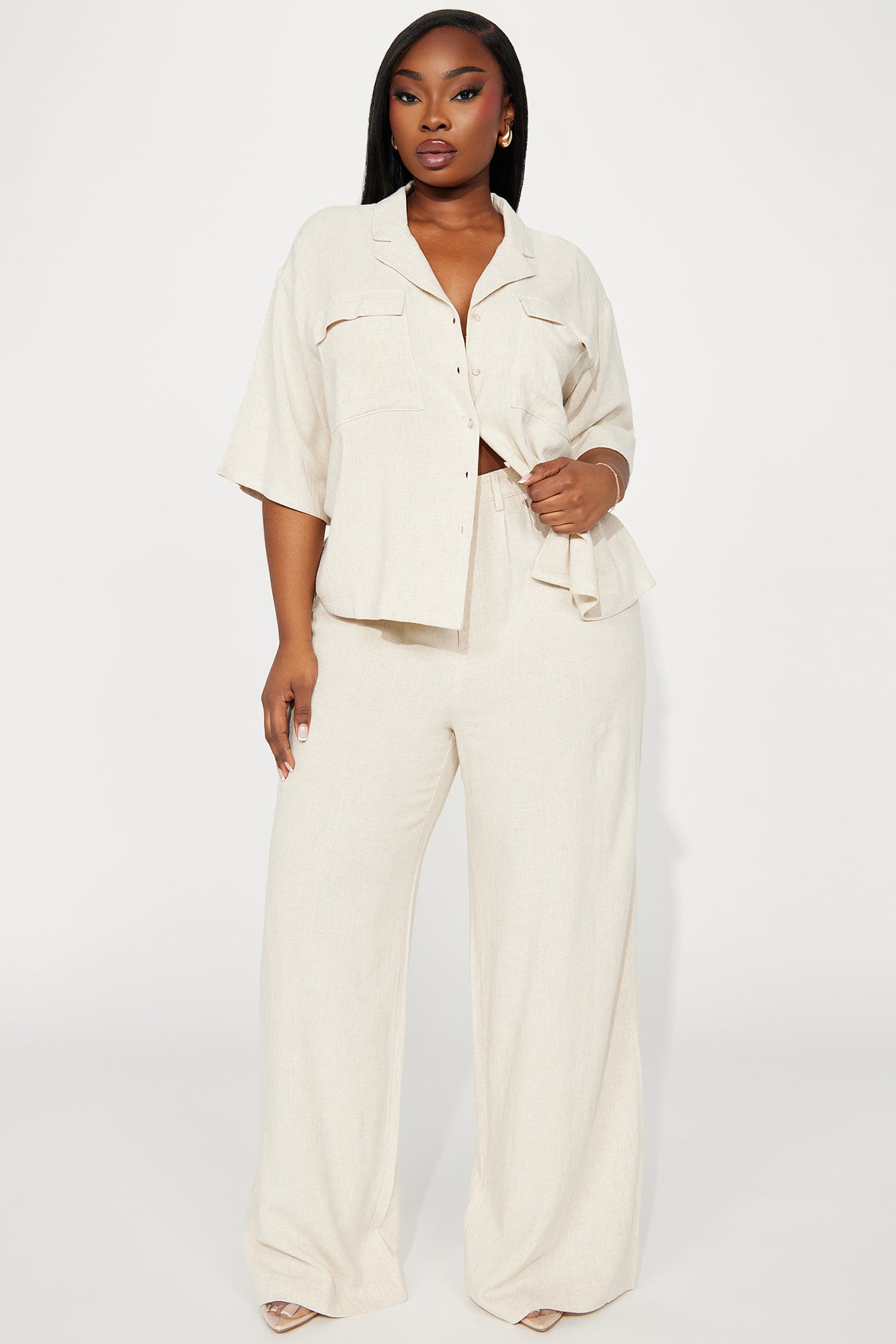 Roslyn Linen Pant Set - Oatmeal - Image 4