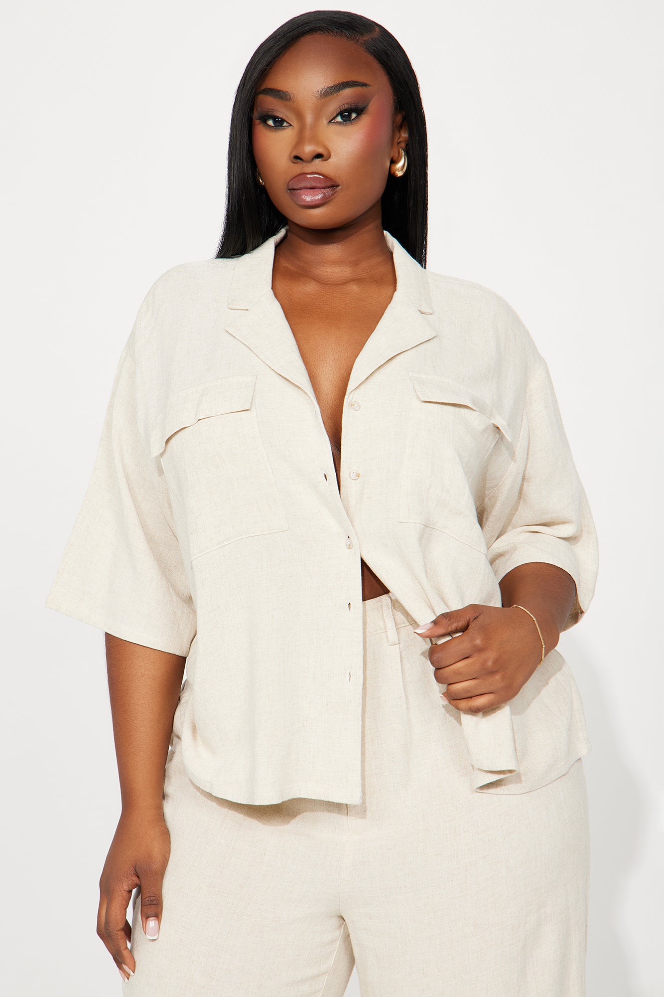 Roslyn Linen Pant Set - Oatmeal - Image 5