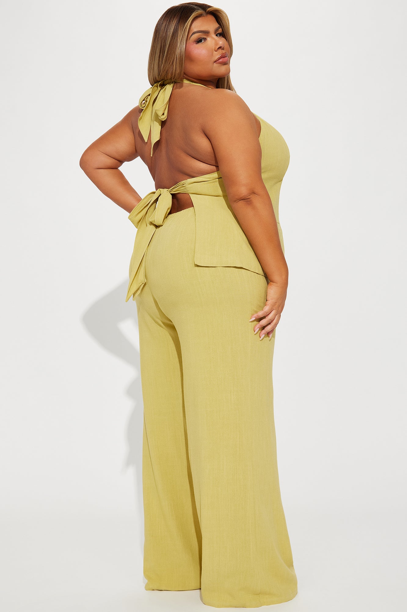 Cece Linen Pant Set - Chartreuse - Image 6