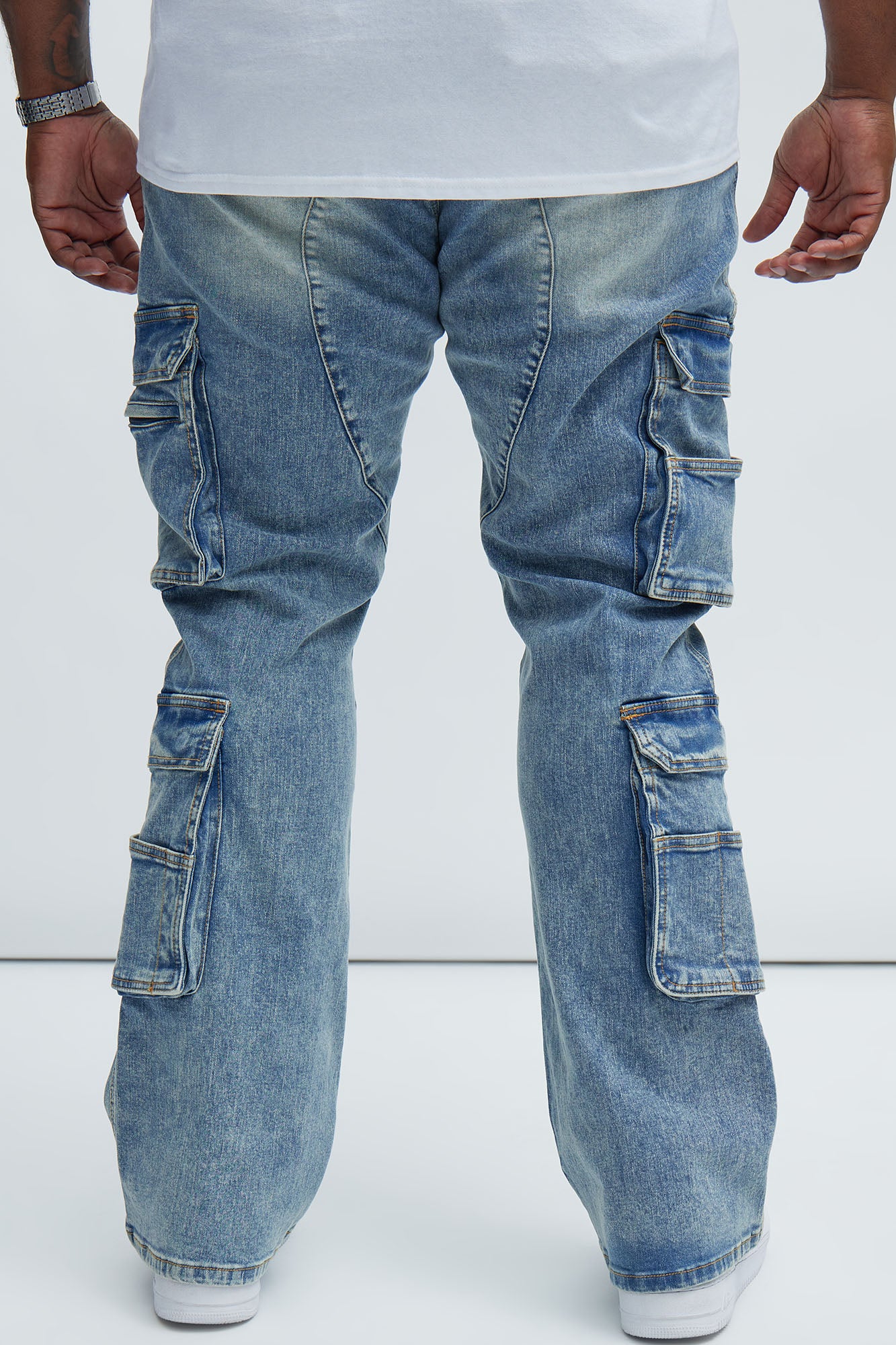 Romance Slim Stacked Flare Jeans - Light Blue Wash - Image 9