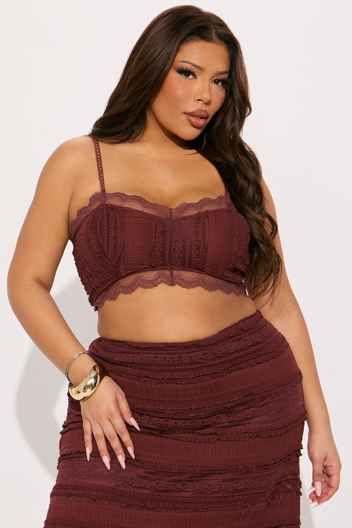 Amara Lace Skirt Set - Brown - Image 5