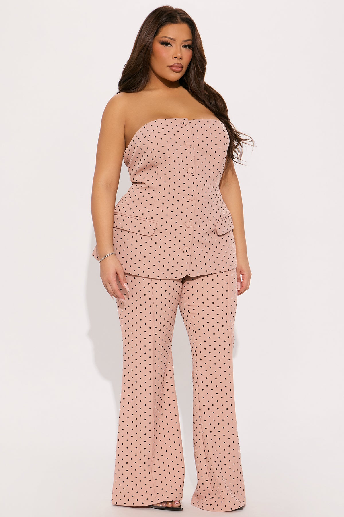 Stacy Polka Dot Flare Pant Set - Pink - Image 4