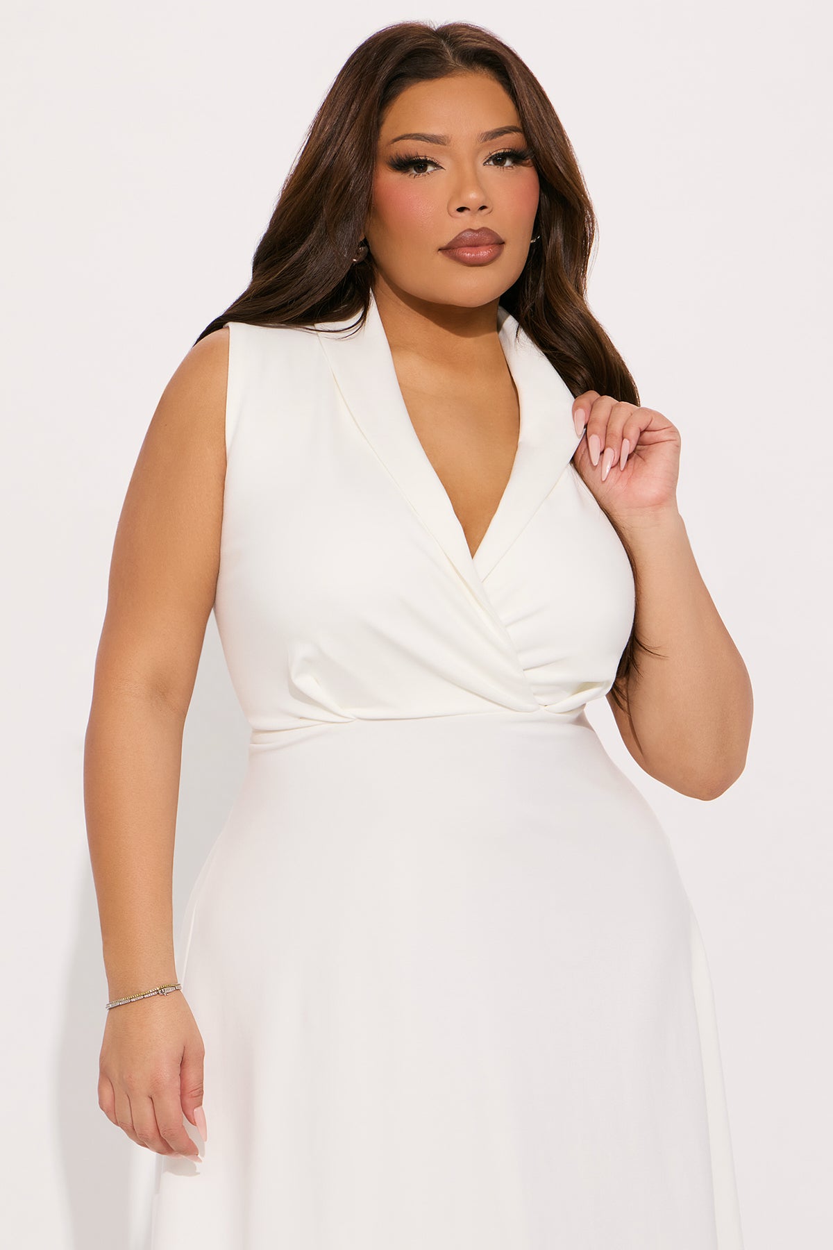 The Mia Ponte Sleeveless Maxi Dress - Off White - Image 5