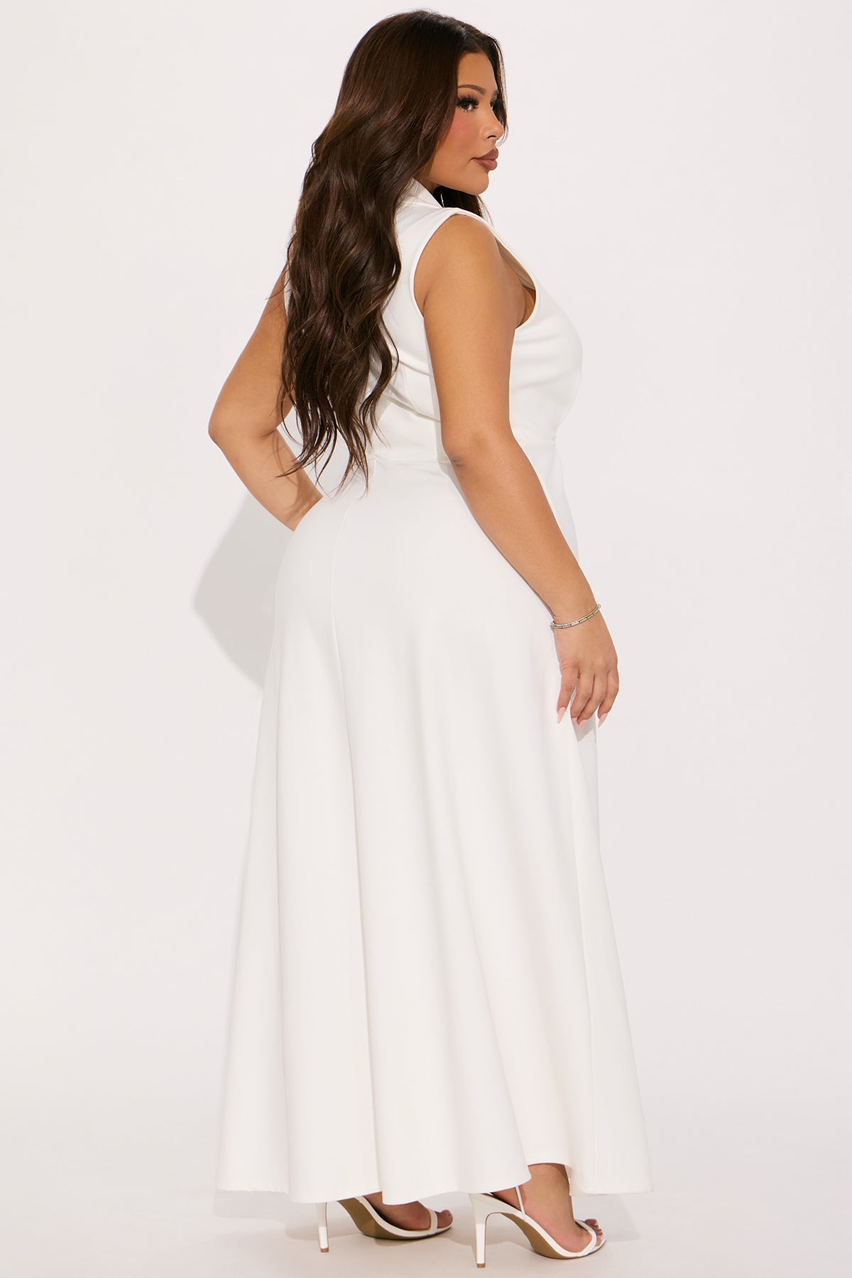 The Mia Ponte Sleeveless Maxi Dress - Off White - Image 6