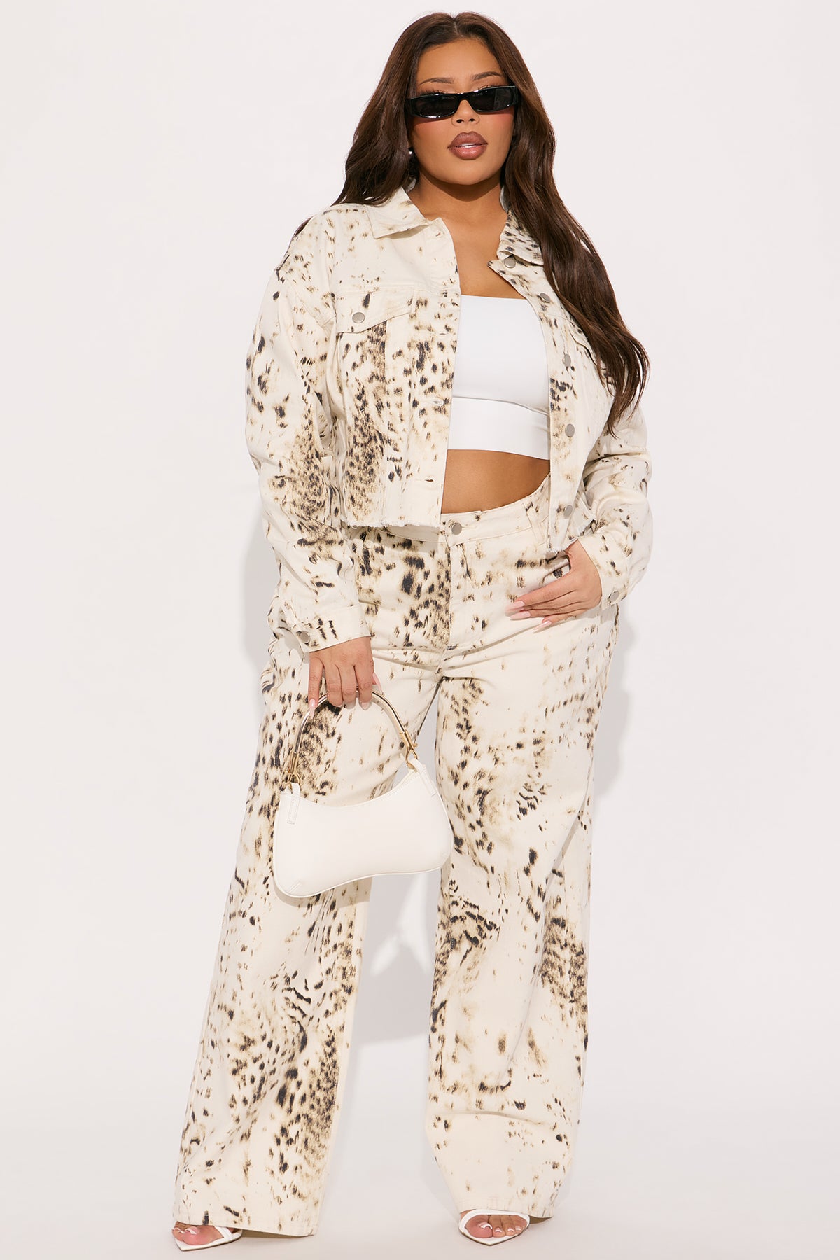 Calexico Non Stretch Printed Wide Leg Jean - White/combo - Image 6