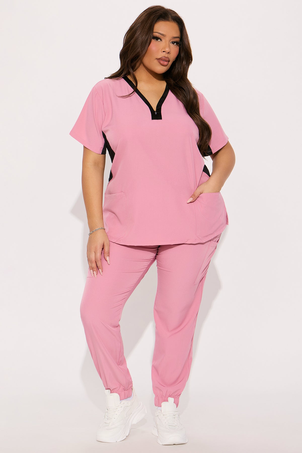 Ready To Help 2 Tone Uniform Scrub Jogger Set - Mauve - Image 4