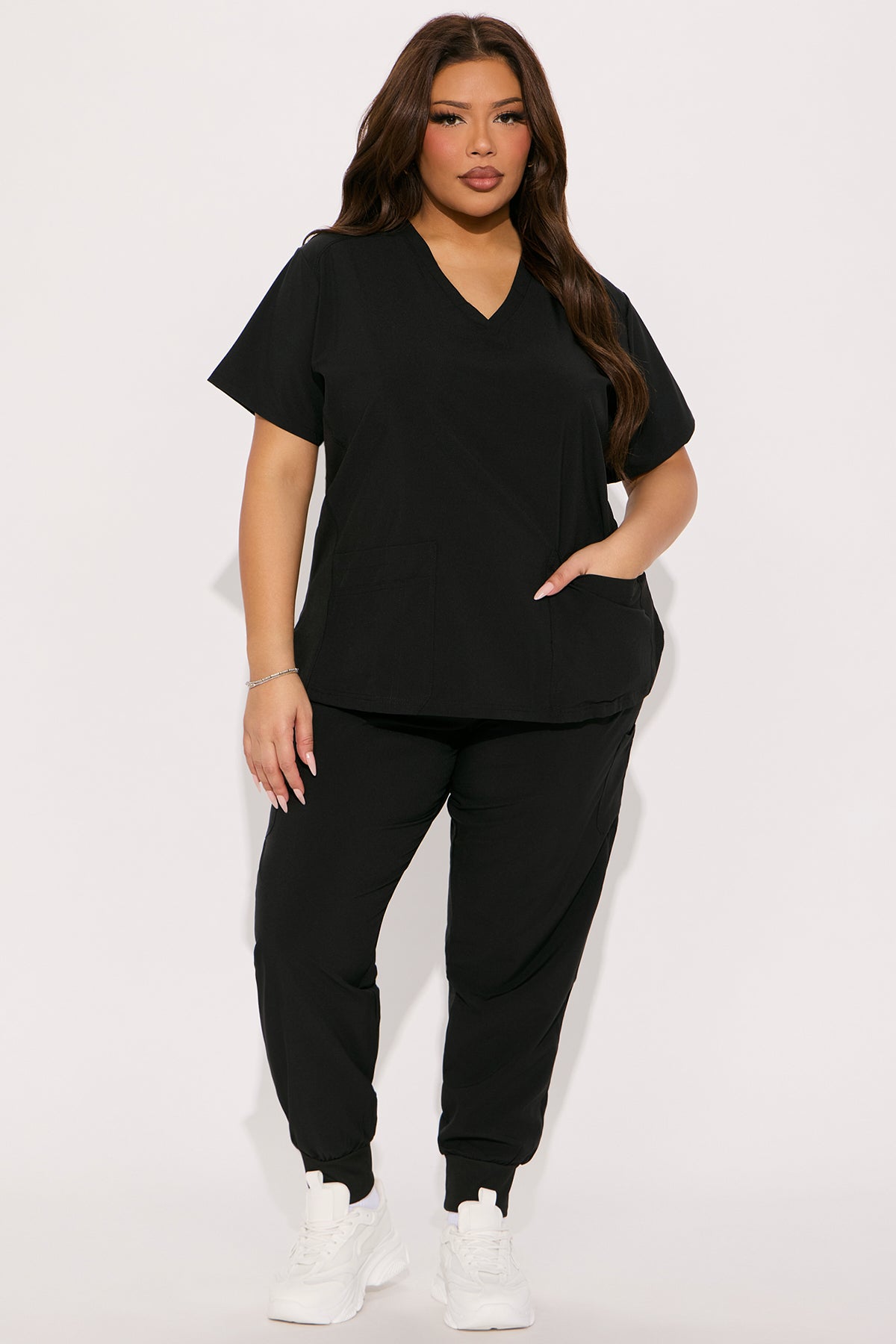 Full Shift 4 Way Stretch Uniform Scrub Set - Black - Image 5