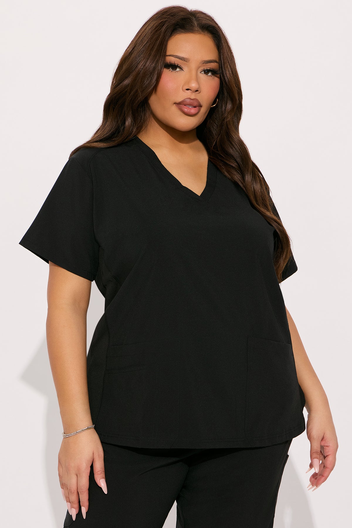 Full Shift 4 Way Stretch Uniform Scrub Set - Black - Image 6