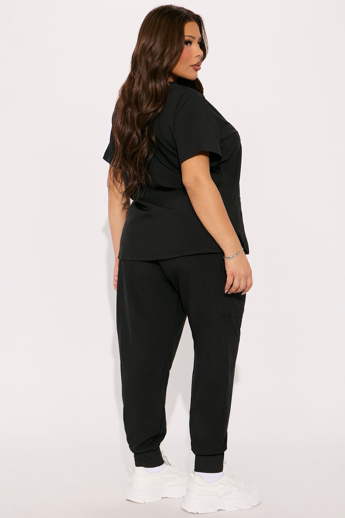 Full Shift 4 Way Stretch Uniform Scrub Set - Black - Image 7
