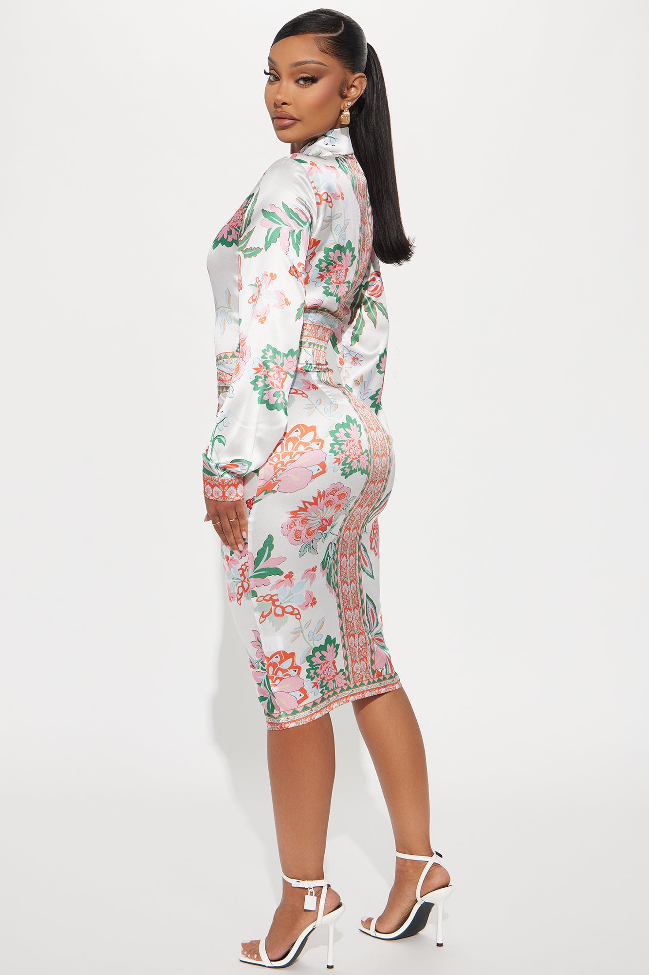 Becoming Richer Satin Shirt Dress - Brown Combo - Image 3
