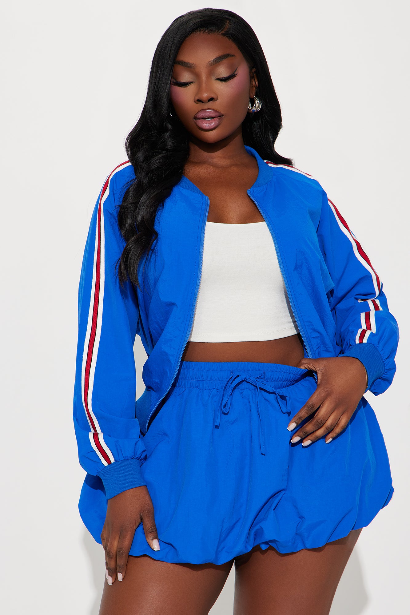 Sporty Bubble Hem Skirt Set - Royal - Image 7