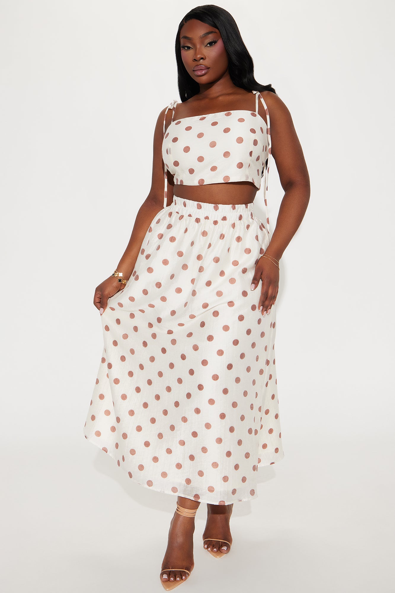 Amalfi Lover Polka Dot Skirt Set - Brown/combo - Image 4