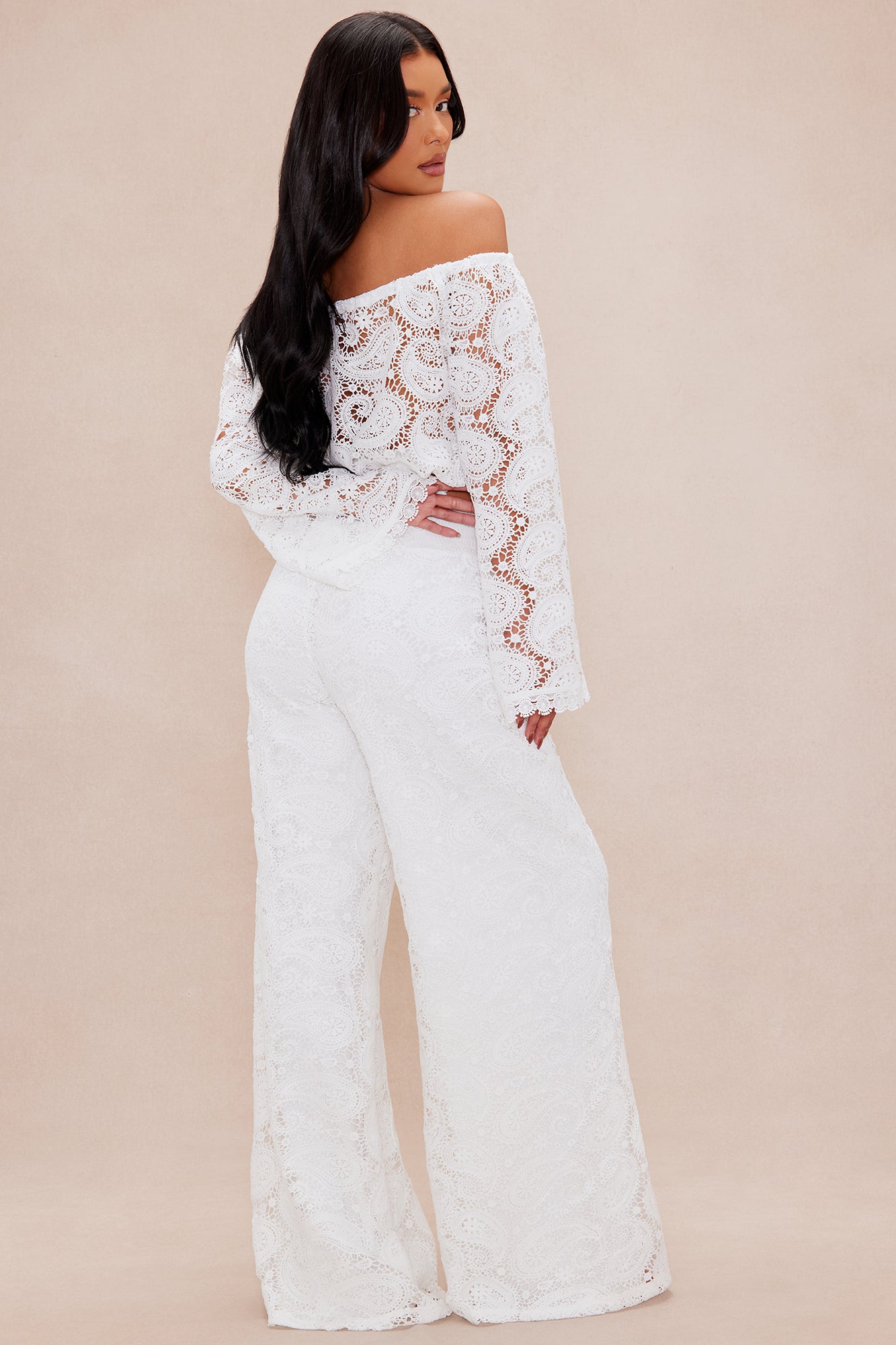 Marina Crochet Pant Set - White - Image 4