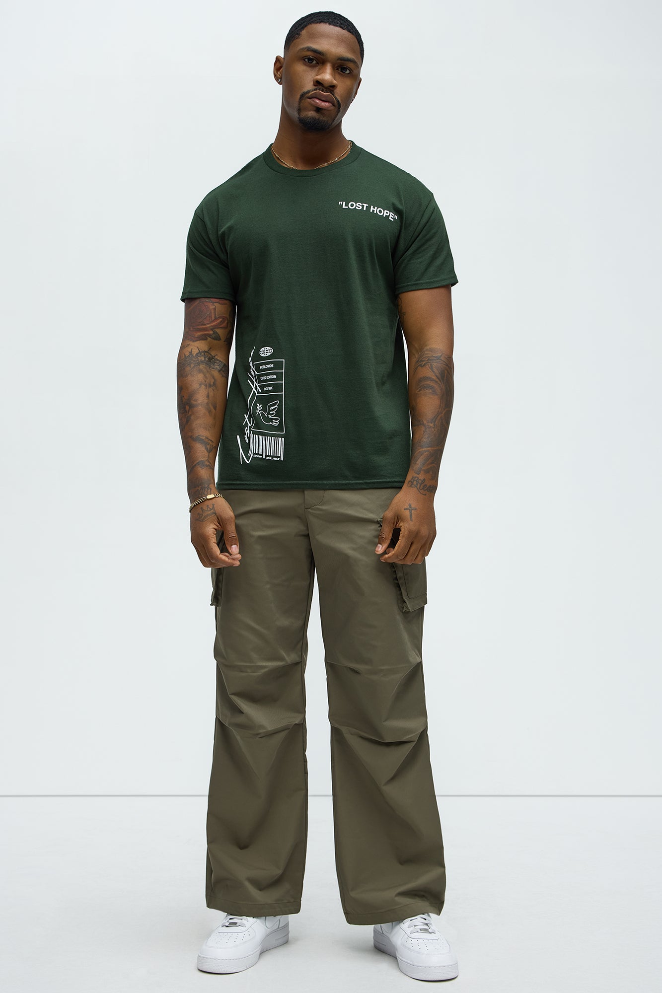 White Bird Short Sleeve Crew Neck T shirt - Hunter Green - Image 3