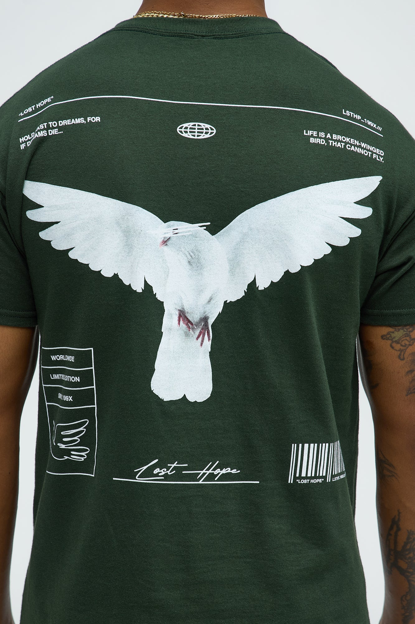 White Bird Short Sleeve Crew Neck T shirt - Hunter Green - Image 5