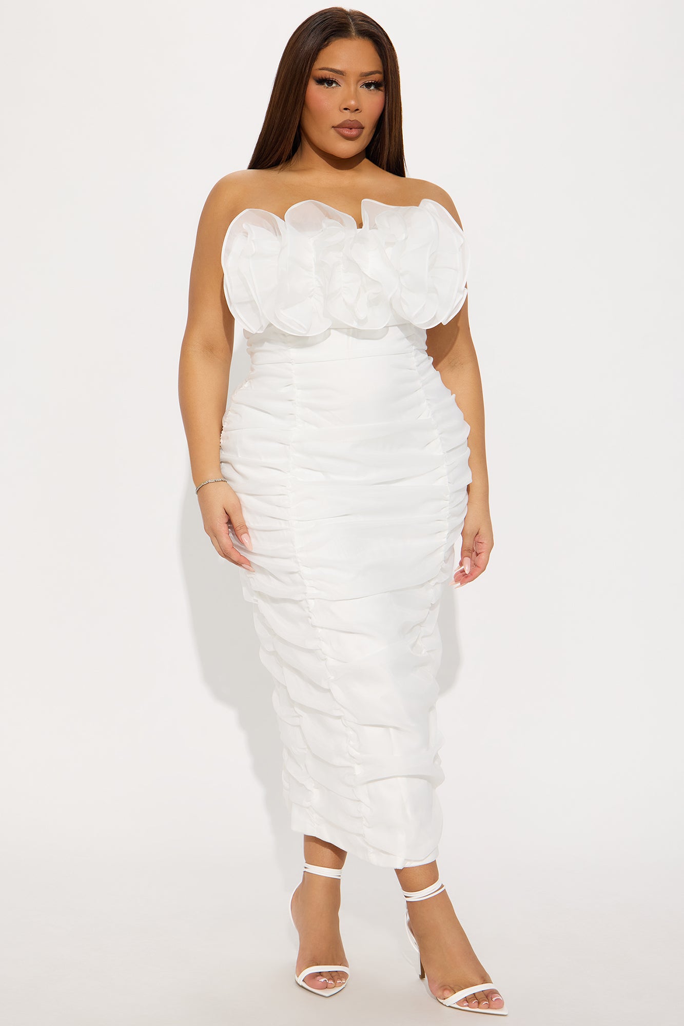 Call Me Queen Organza Midi Dress - White - Image 4
