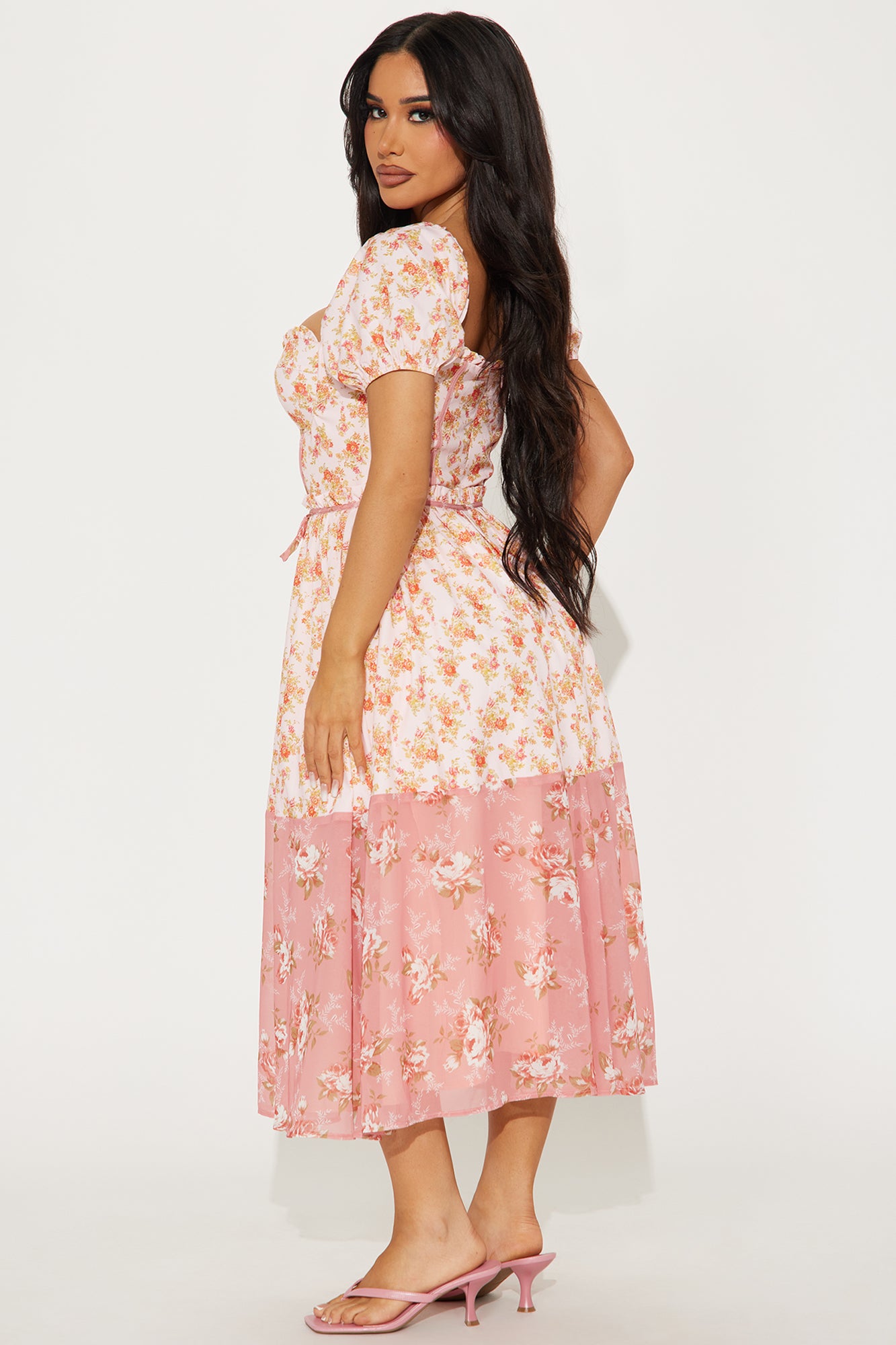 Alexis Floral Corset Midi Dress - Pink/combo - Image 3