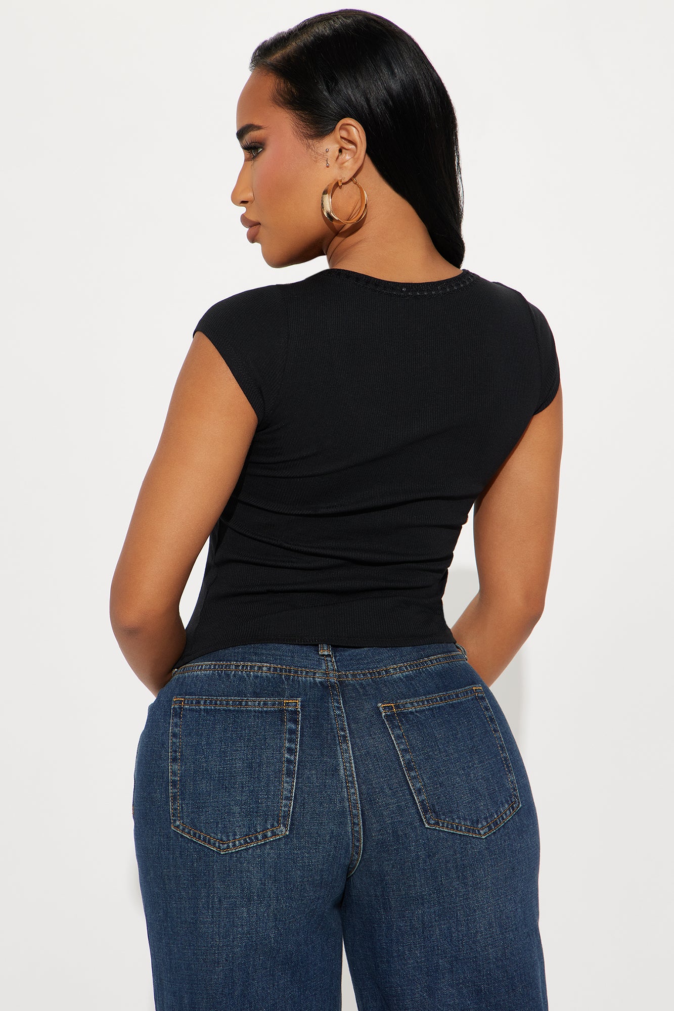 Adored By You Short Sleeve Top - Black - Image 3