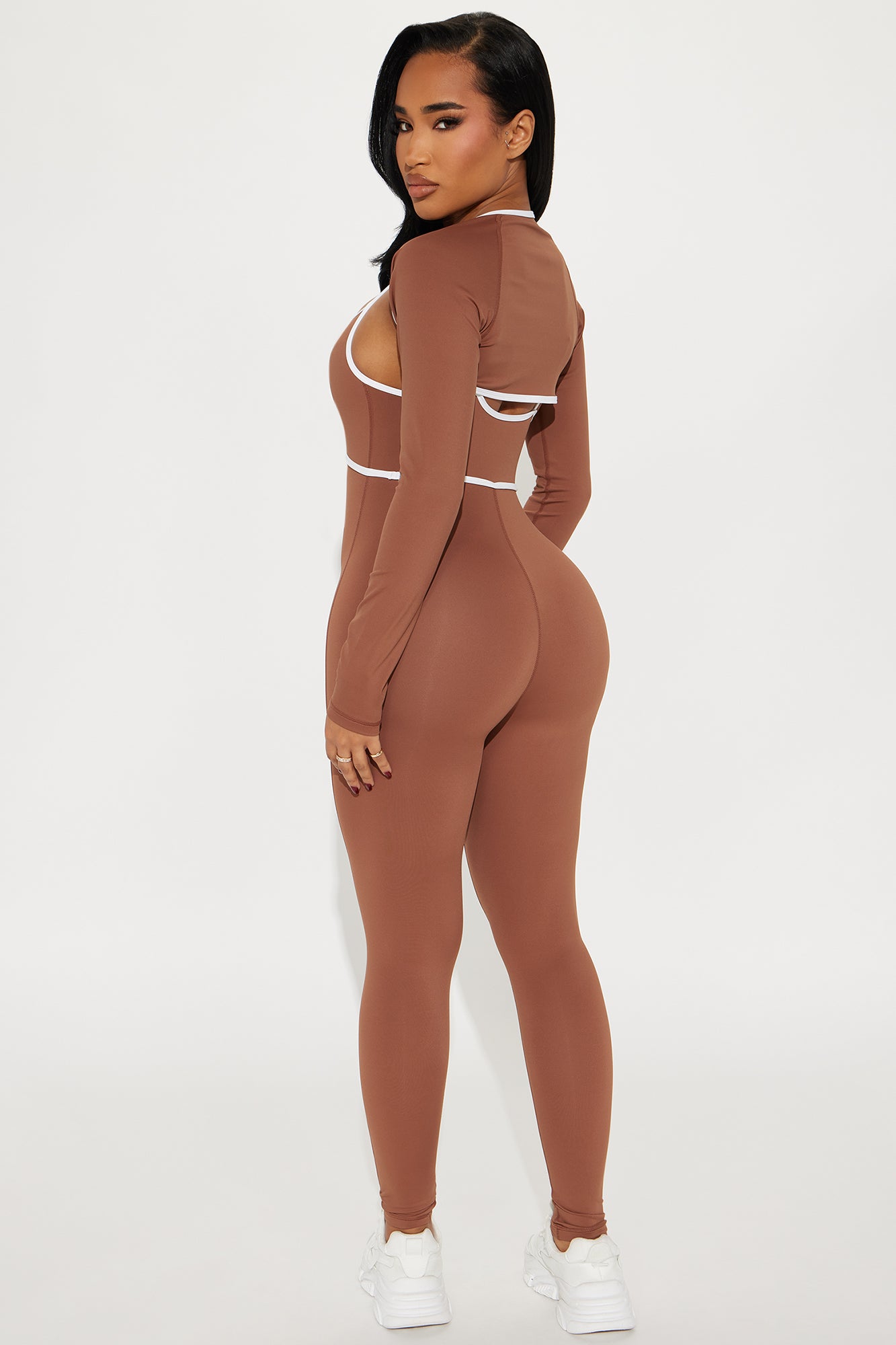Heidi 2 Piece Bolero Active Jumpsuit - Mocha - Image 3