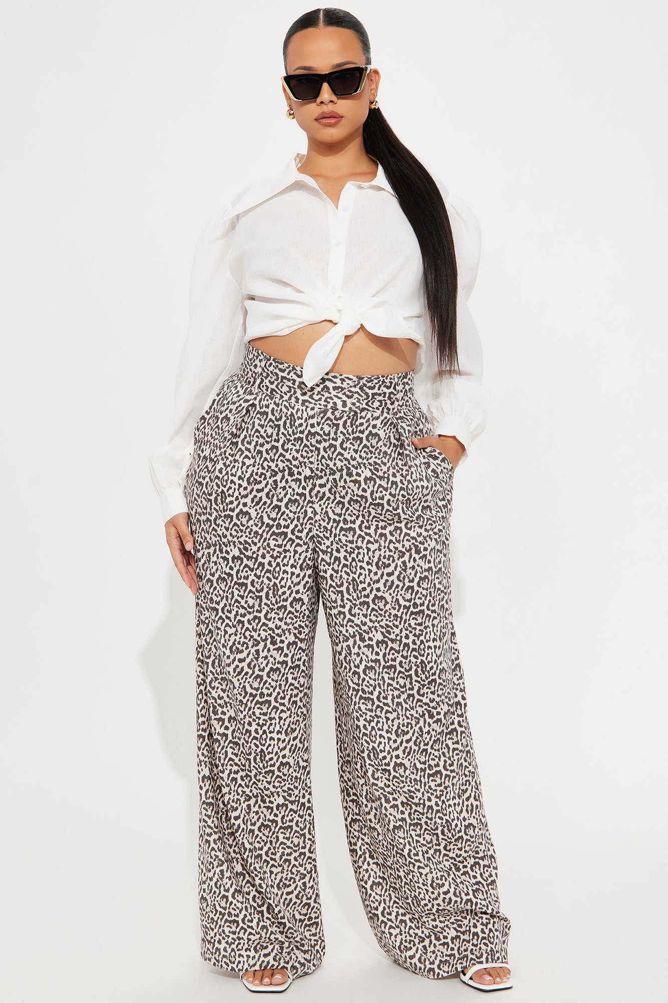 Lily Leopard Linen Pant - Brown/combo - Image 4