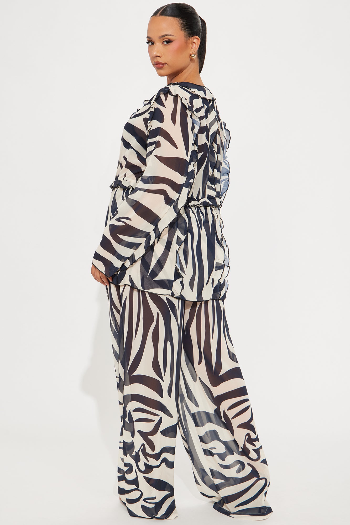 Yara Zebra Print Pant Set - Black/combo - Image 6