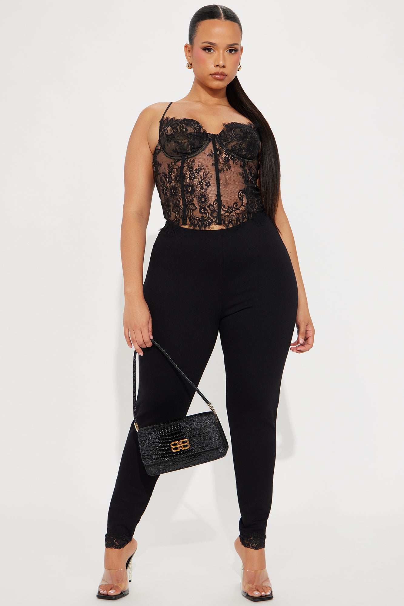 Trina Lace Trim Legging - Black - Image 5