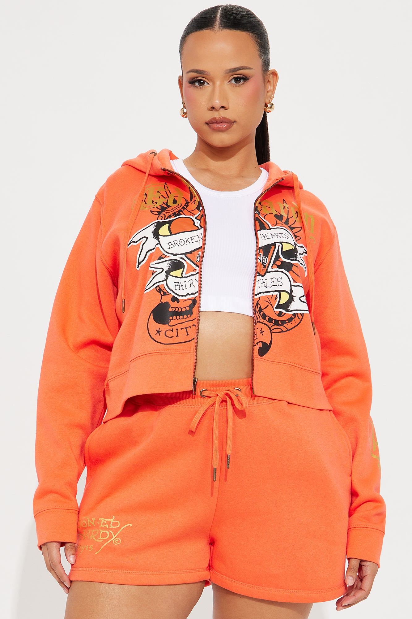 Ed Hardy Heart Tattoo Front Hoodie - Peach - Image 6
