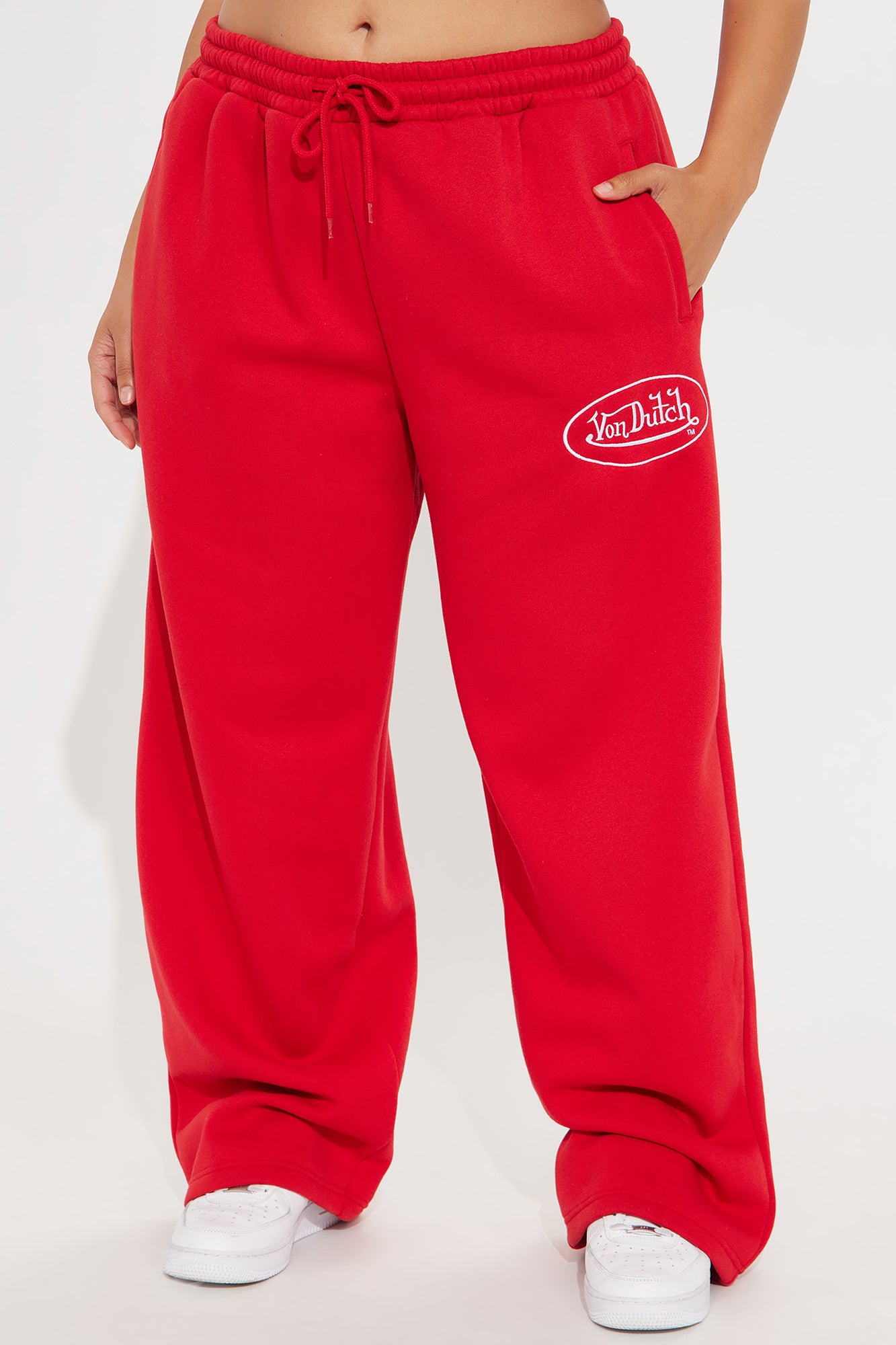 Von Dutch Timeless Wide Leg Pant - Red/White - Image 5