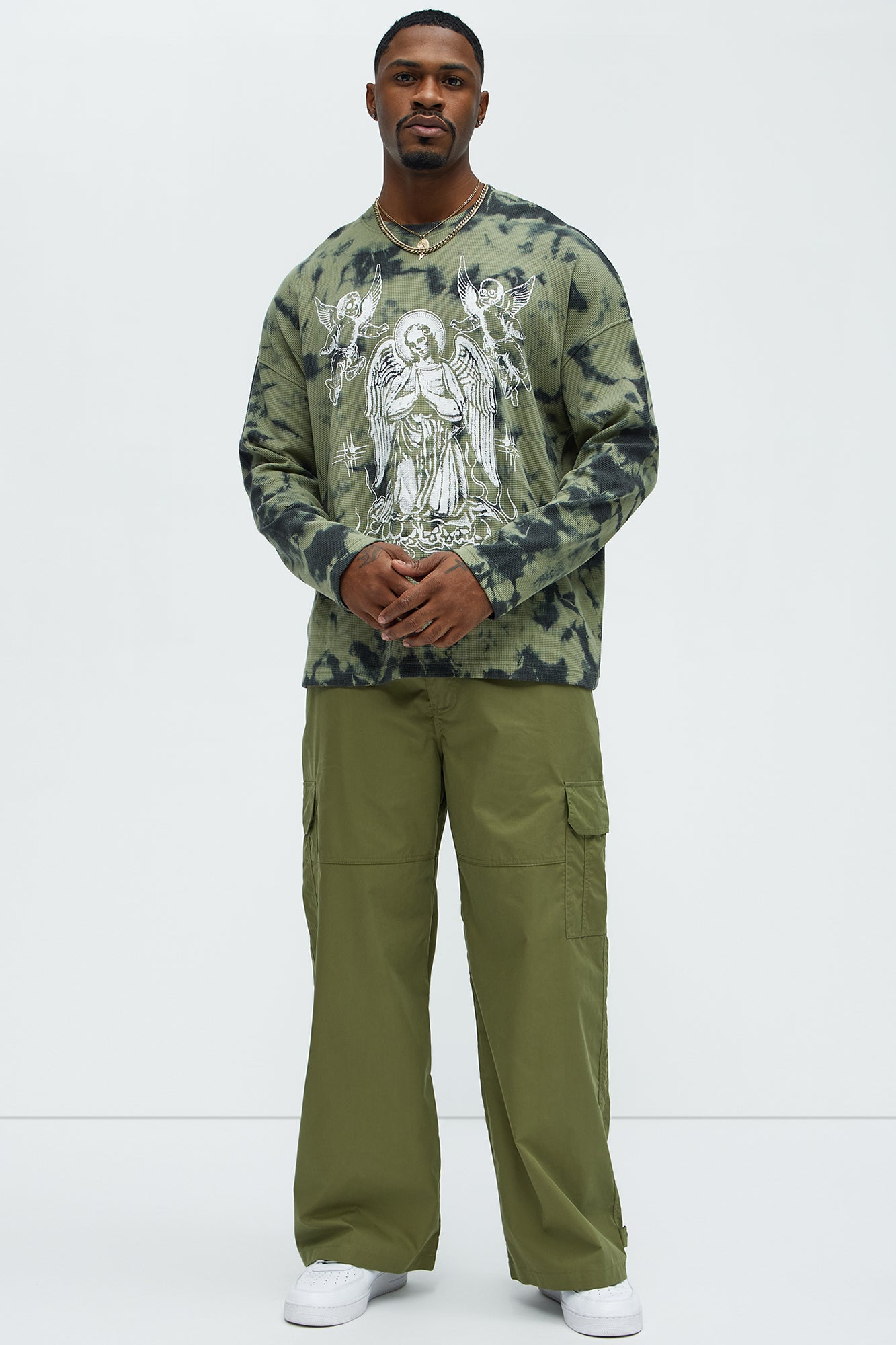 At The Time Baggy Cargo Pants - Olive - Image 3
