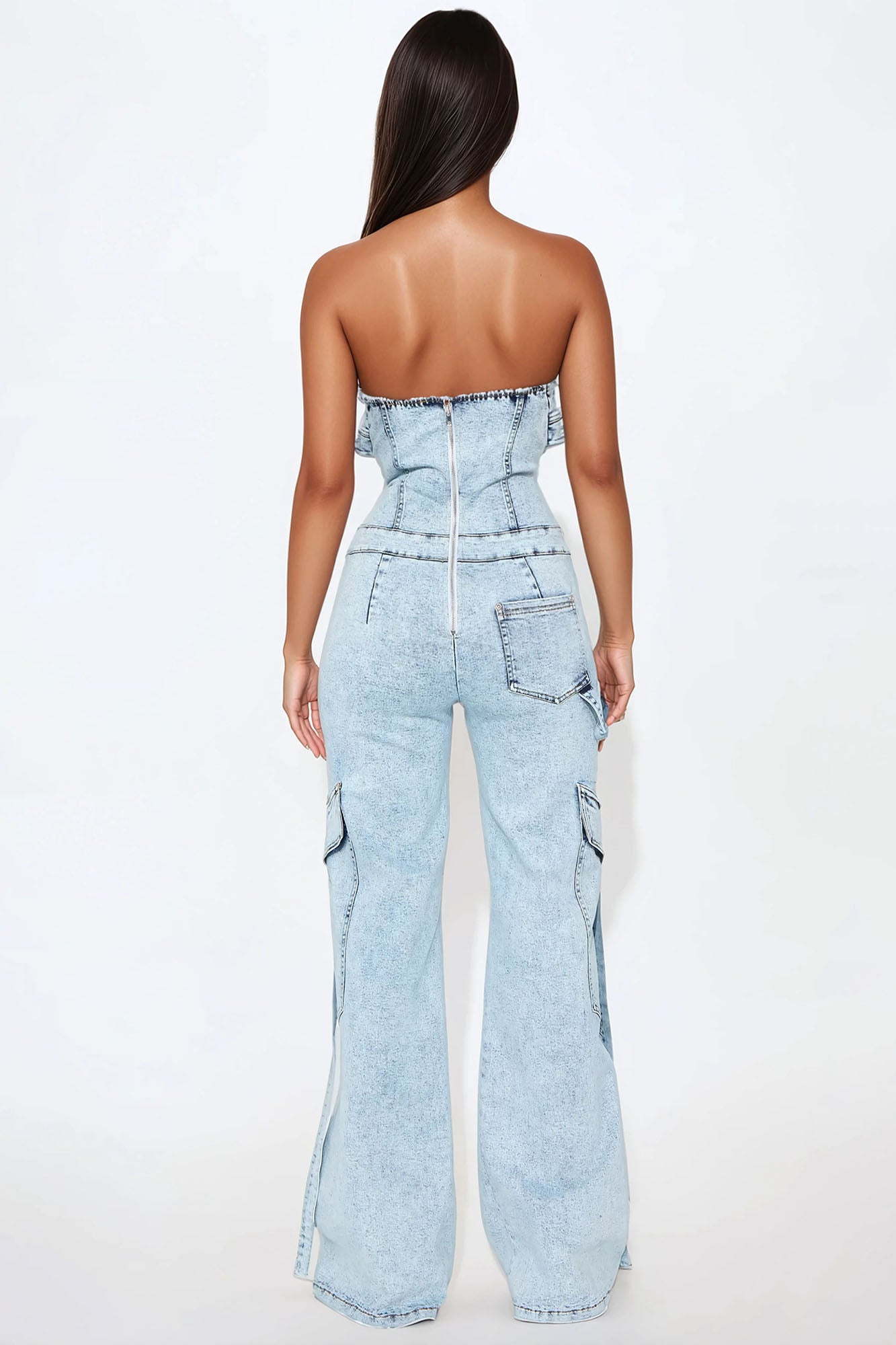Ride With Me Denim Jumpsuit - Light Wash - Image 3